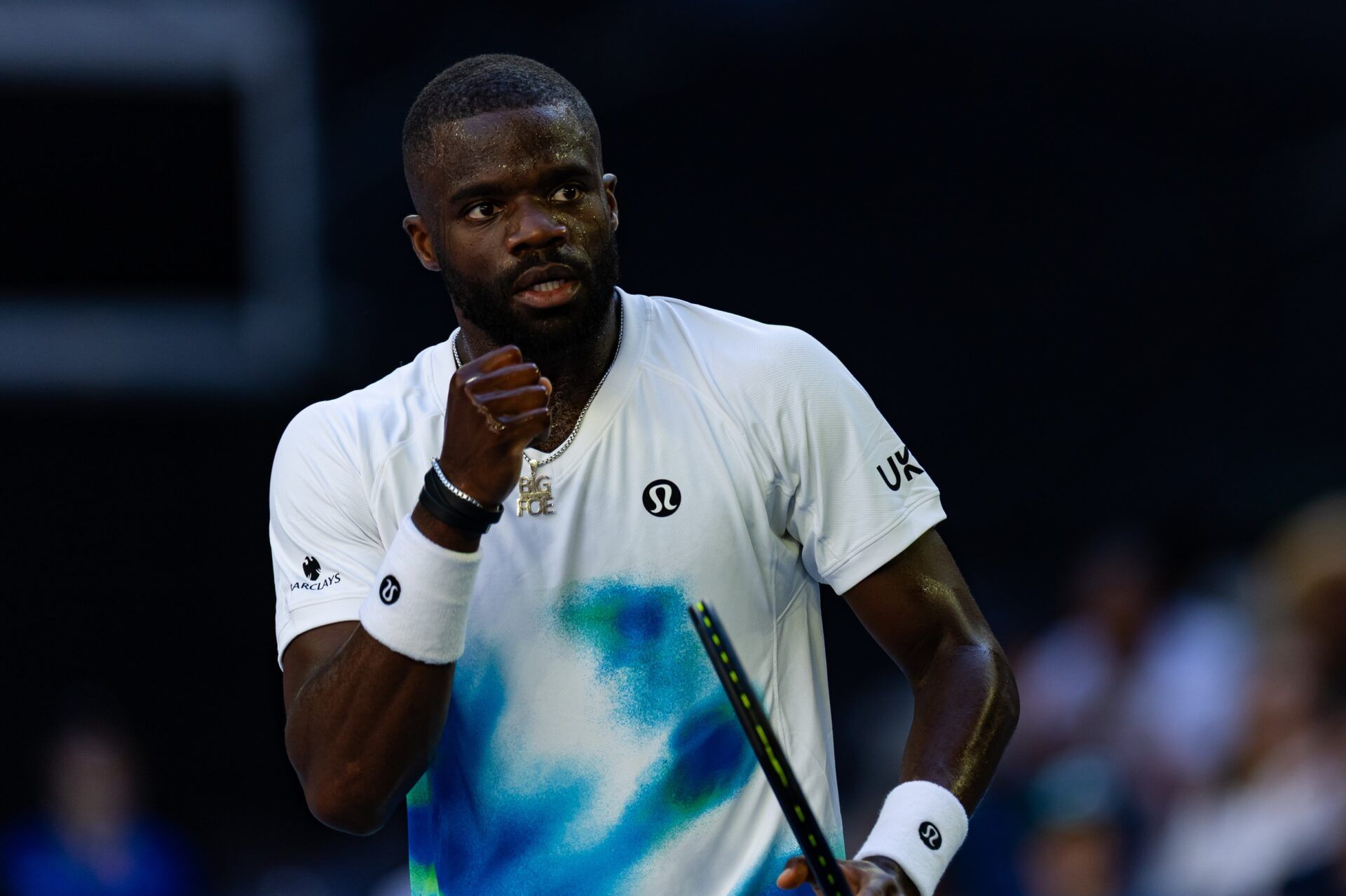 Frances Tiafoe of United States in action against Jason Kubler of Australia in the first round of the men’s singles at the Australian Open at John Cain Arena in Melbourne Park.