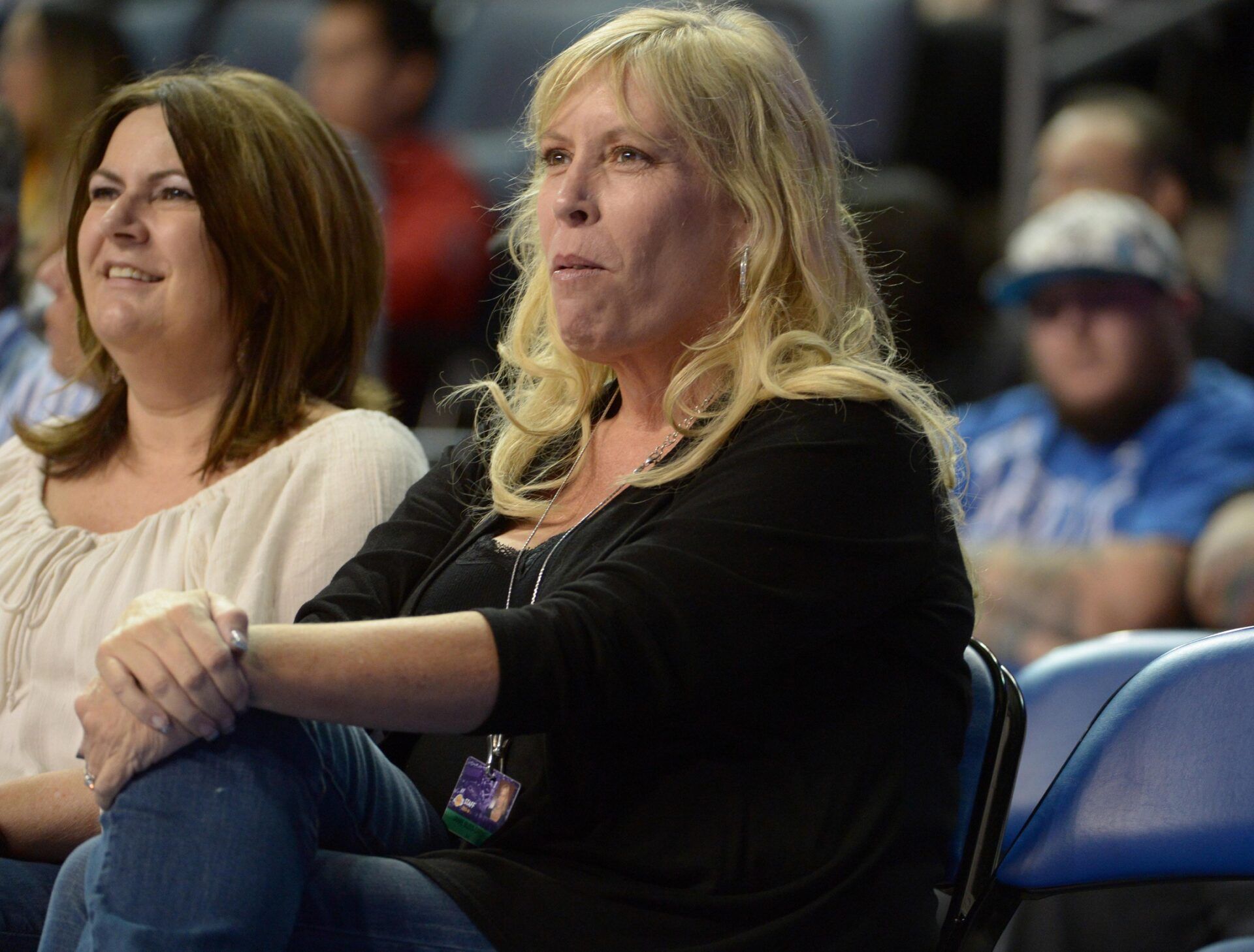 Janie Buss-Drexel attends the NBA game between the Denver Nuggets and the Los Angeles Lakers at Citizens Business Bank Arena.