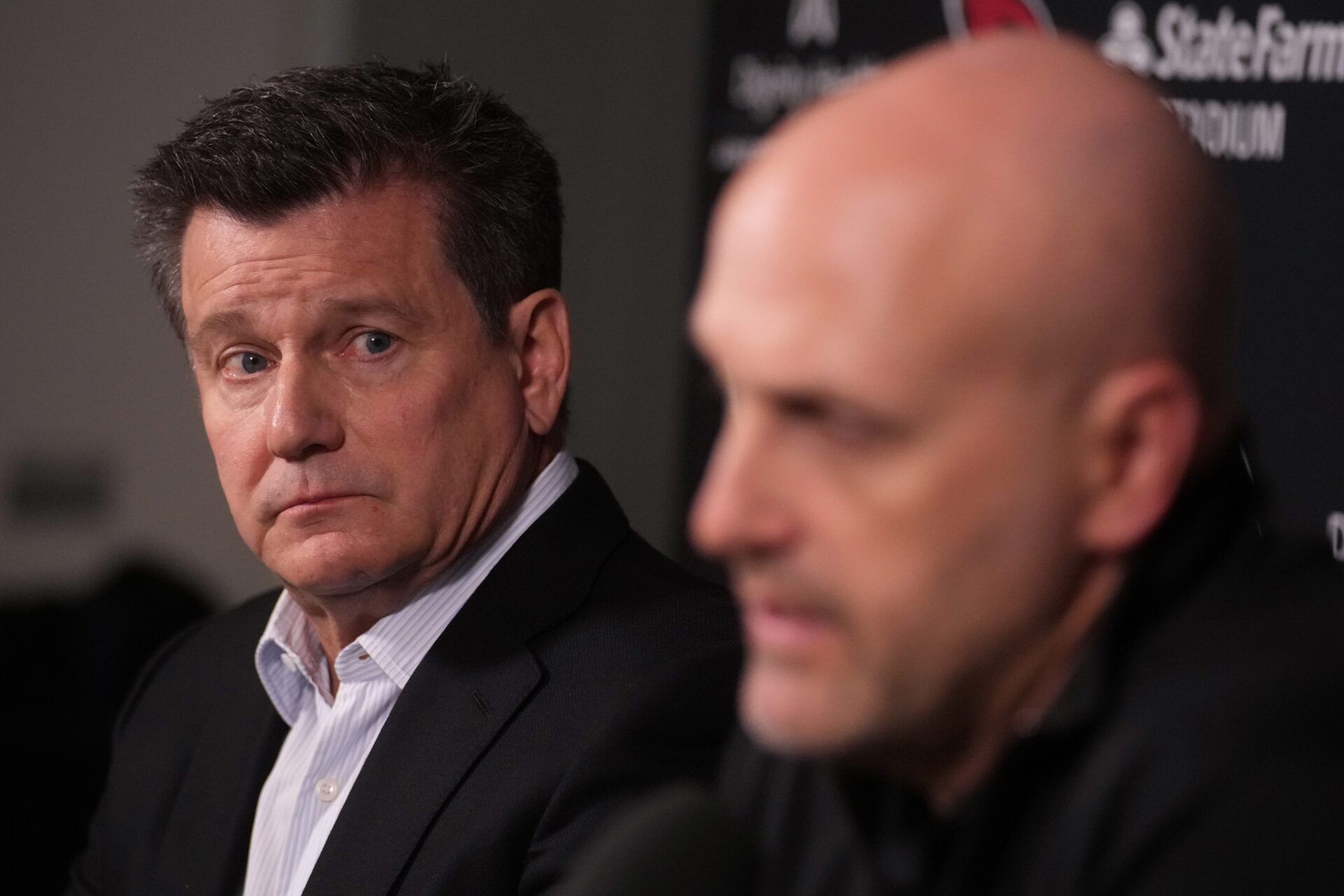 Arizona Cardinals owner Michael Bidwill and general manager Monti Ossenfort speak to the press from the Arizona Cardinals training center in Tempe after the decision to fire head coach Jonathan Gannon on Jan. 5, 2026.
