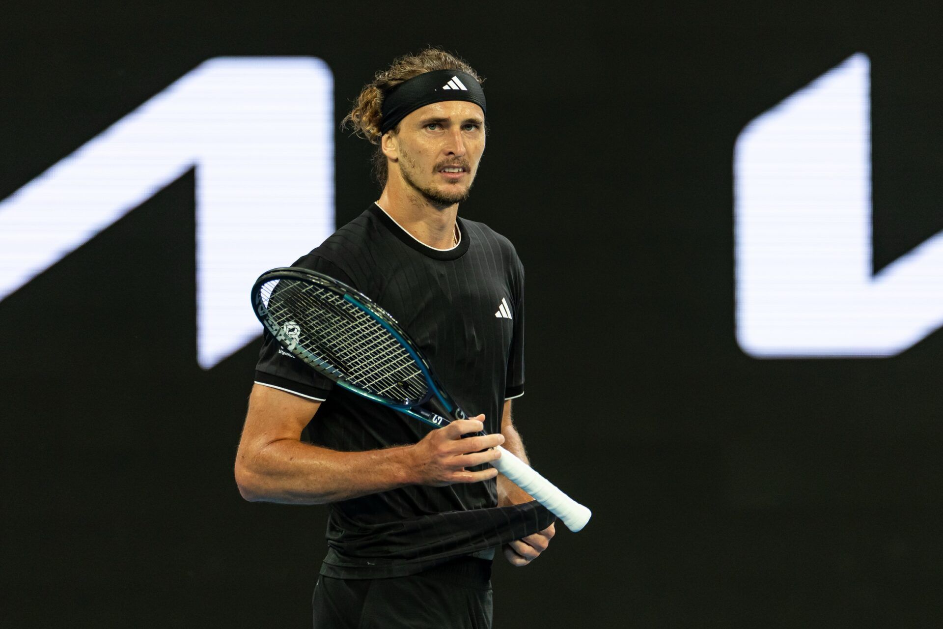 Alexander Zverev of Germany in action against Alexandre Muller of France in the second round of the mens singles at the Australian Open at John Cain Arena in Melbourne Park.