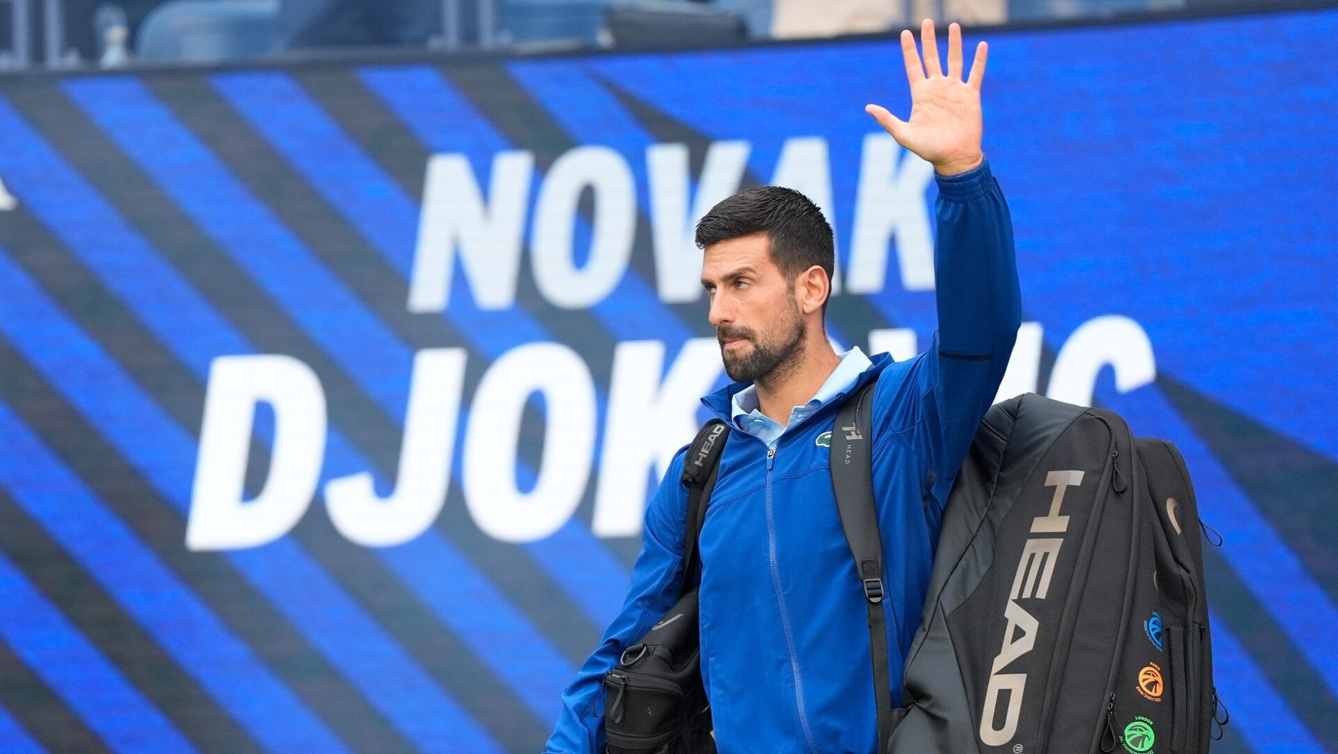 Novak Djokovic (SRB) enters to play Carlos Alcaraz (ESP) (not pictured) on day thirteen of the 2025 U.S. Open tennis tournament at the USTA Billie Jean King National Tennis Center.