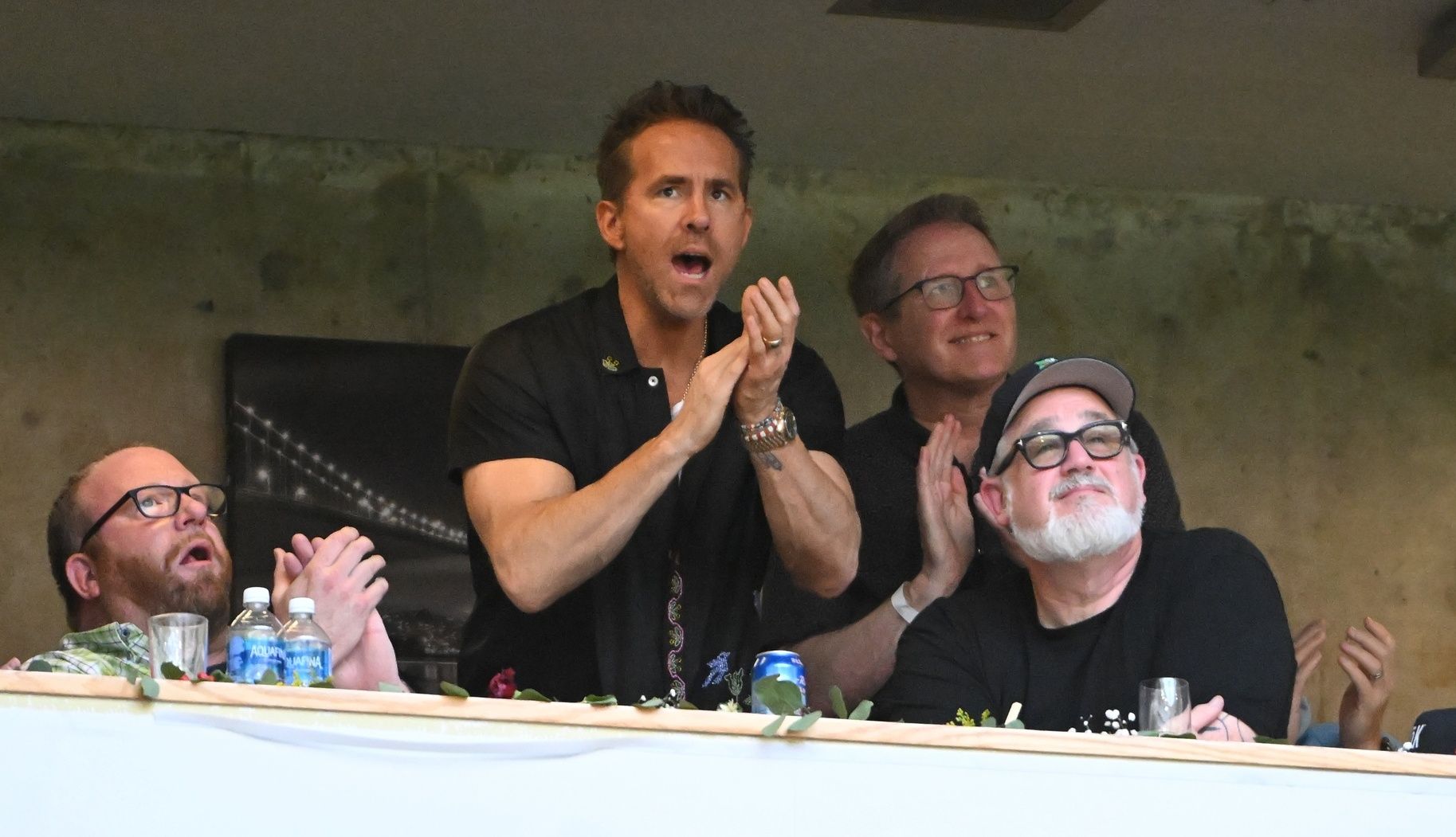 Wrexham FC owner Ryan Reynolds during the first half of the match against Vancouver Whitecaps FC at BC Place.