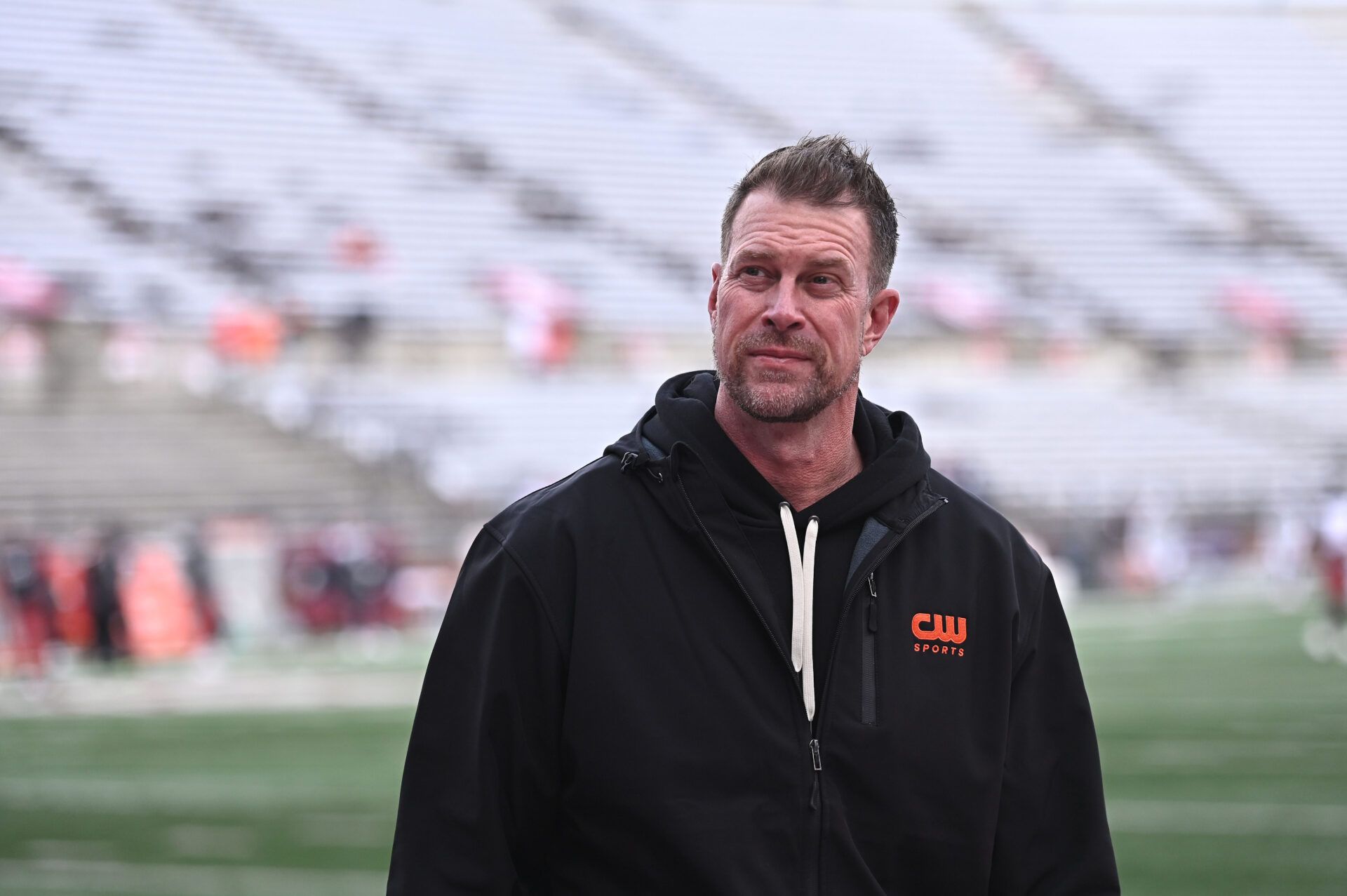 Former NFL and Washington State Cougars quarter back Ryan Leaf walks the field before a game against the Oregon State Beavers at Gesa Field at Martin Stadium.