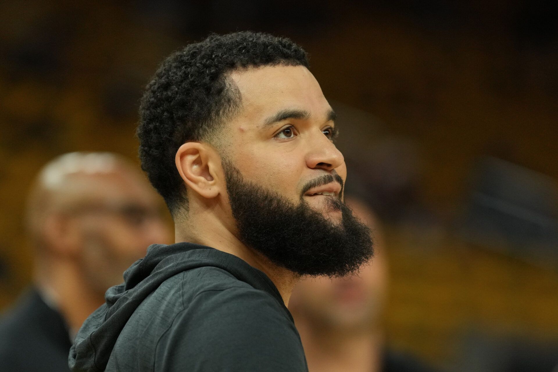 Houston Rockets guard Fred VanVleet (5) before game three of first round for the 2024 NBA Playoffs against the Golden State Warriors at Chase Center.