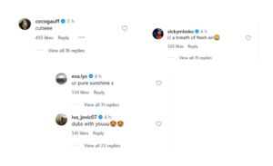 Screenshot of Alexandra Eala’s Instagram post featuring players’ comments | Source: IG/alex.eala