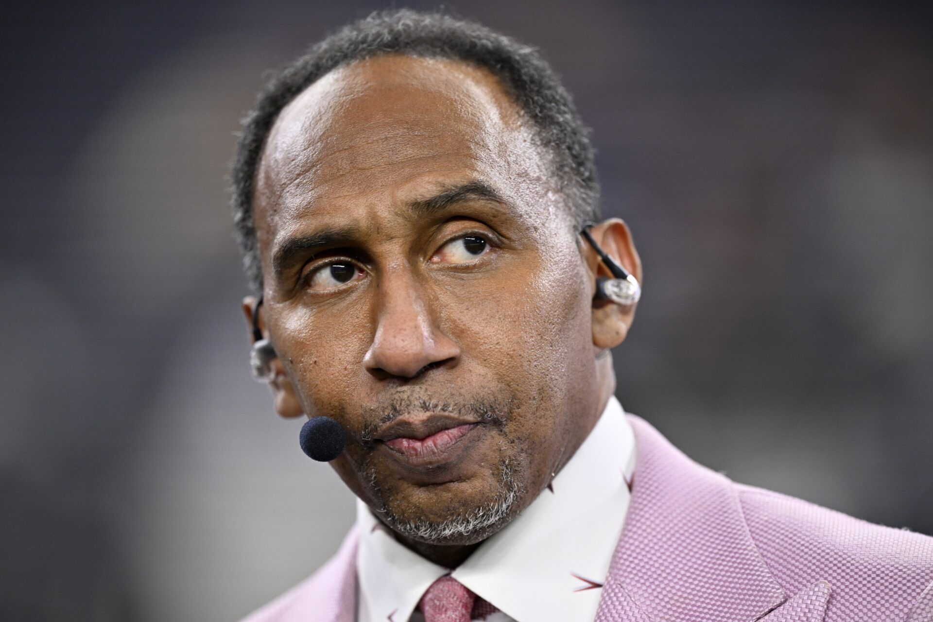 ESPN commentator Stephen A. Smith looks on before the game between the Dallas Cowboys and the Arizona Cardinals at AT&T Stadium.