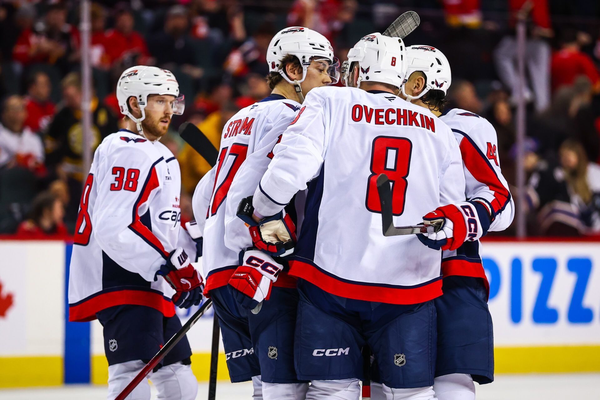 Washington Capitals left wing Alex Ovechkin (8) at Scotiabank Saddledome.