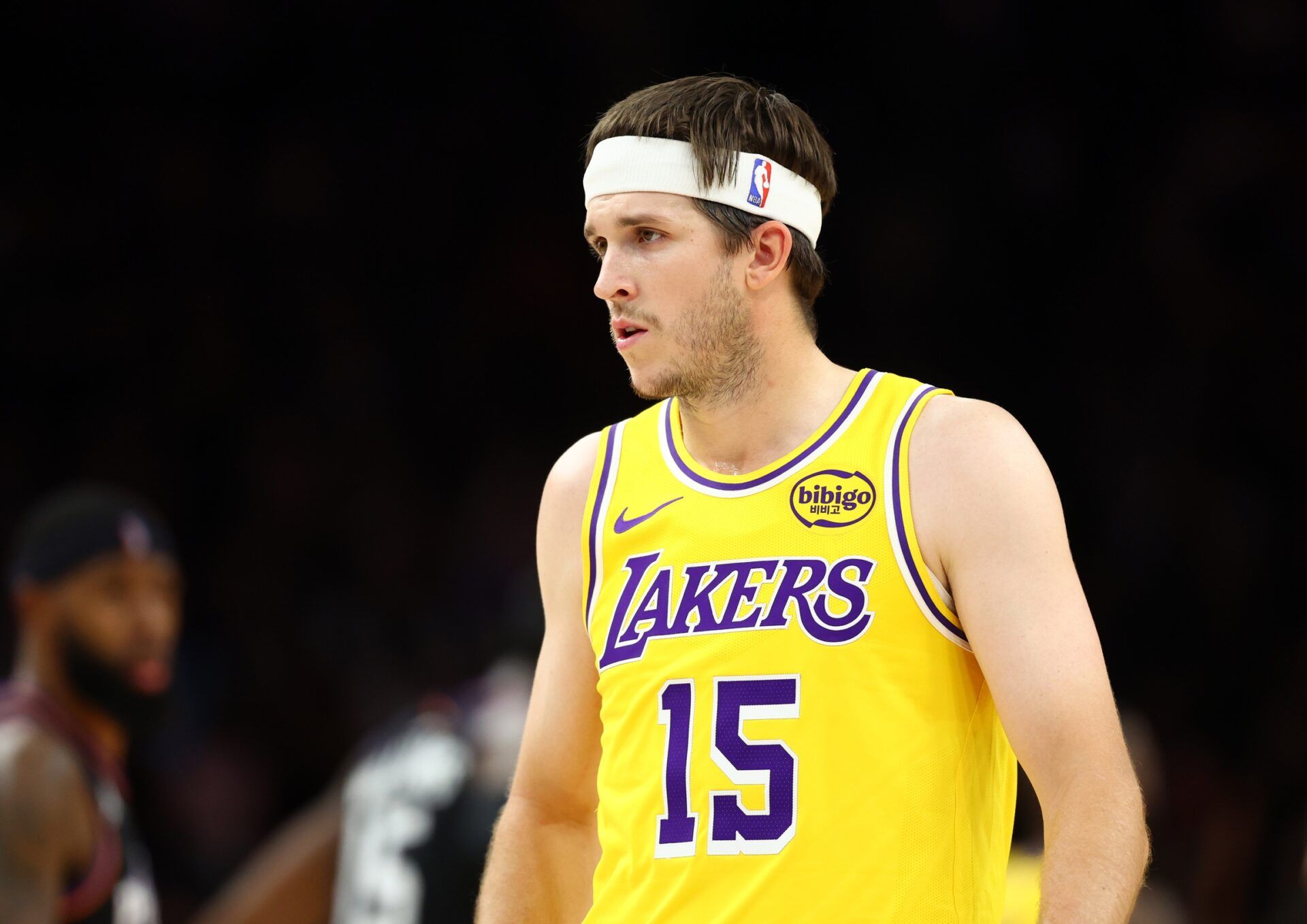 Los Angeles Lakers guard Austin Reaves (15) against the Phoenix Suns at Mortgage Matchup Center.