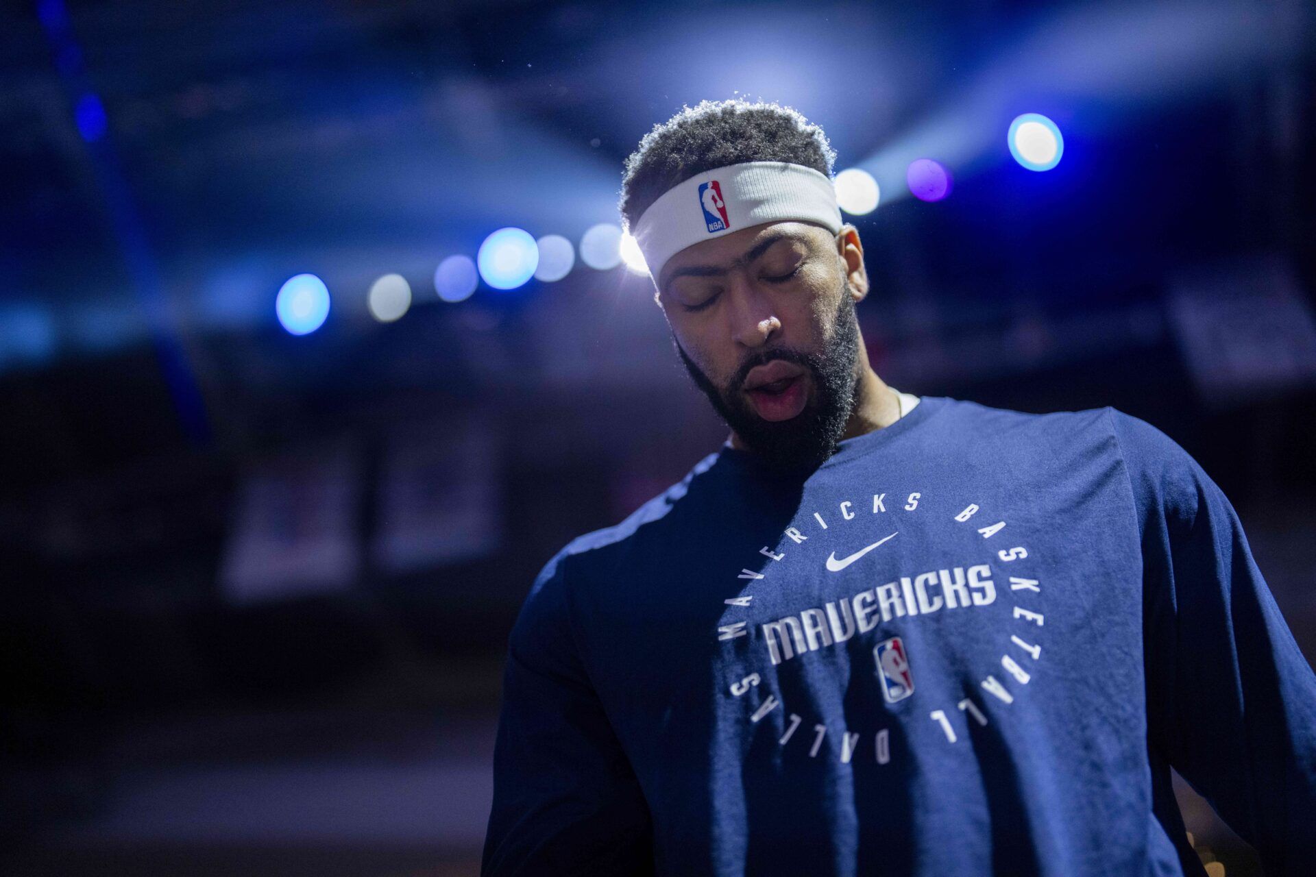 Dallas Mavericks forward Anthony Davis (3) stands on the court before the start of the game against the Sacramento Kings at the Golden 1 Center.