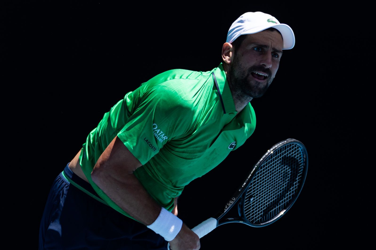 Novak Djokovic of Serbia in action against Francesco Maestrelli of Italy in the second round of the men’s singles at the Australian Open at Rod Laver Arena in Melbourne Park.