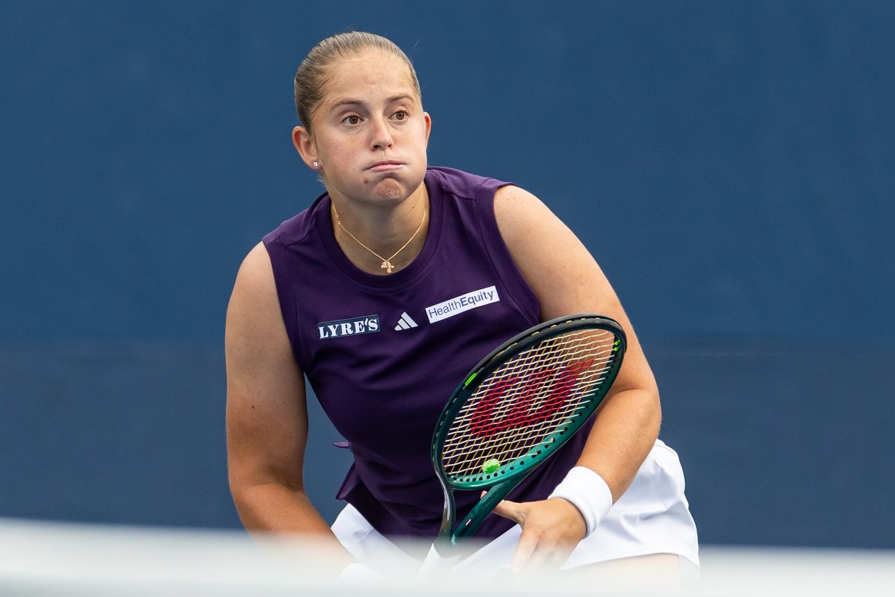 Jelena Ostapenko of Latvia in action against Taylor Townsend of the United States in the second round of the women’s singles at the US Open at Billie Jean King National Tennis Center.