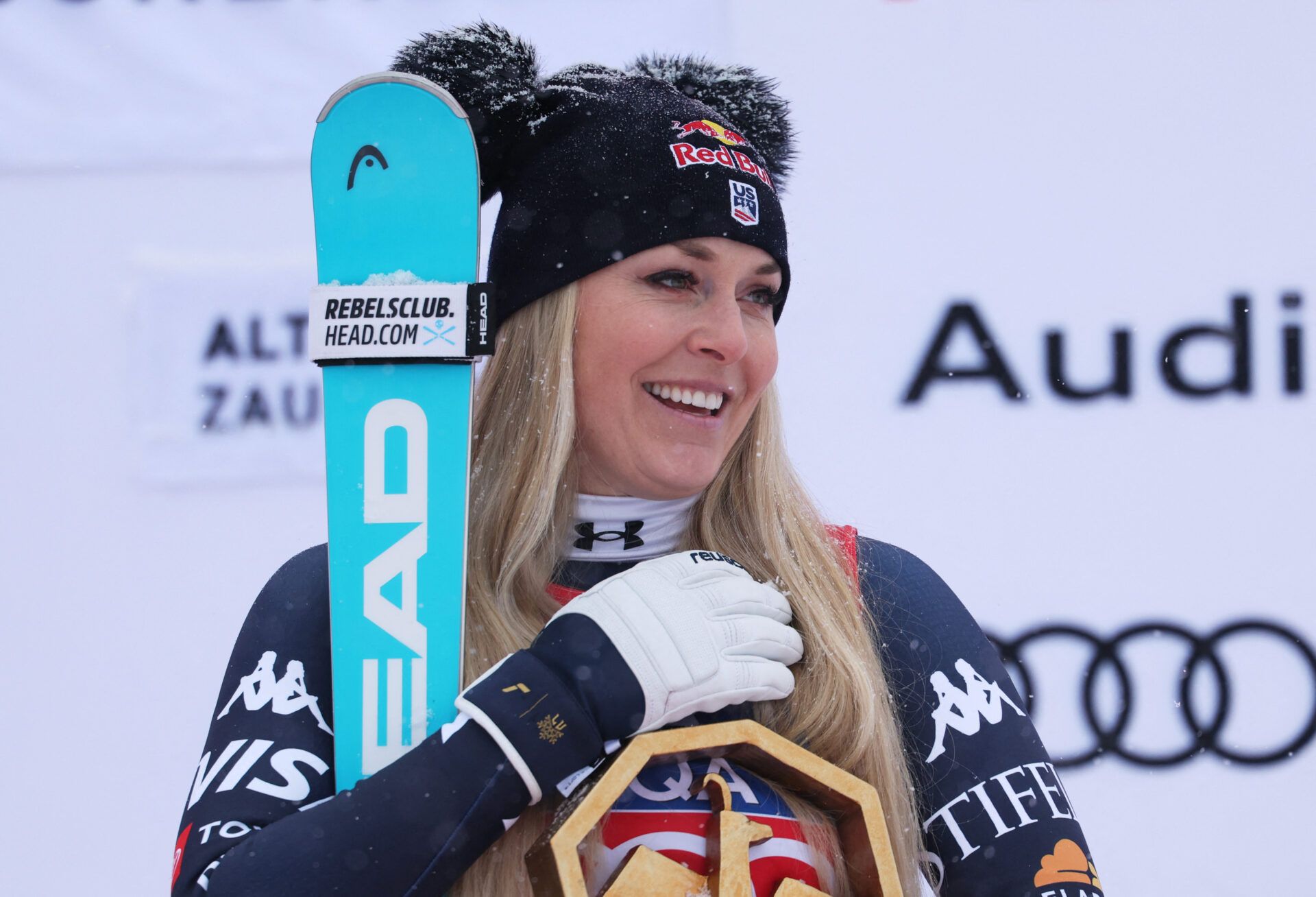 Lindsey Vonn and Mikaela Shiffrin both sent their congratulations as Team USA youngster Liv Moritz celebrated her first World Cup points. (Credit: Leonhard Foeger/Reuters via Imagn Images)
