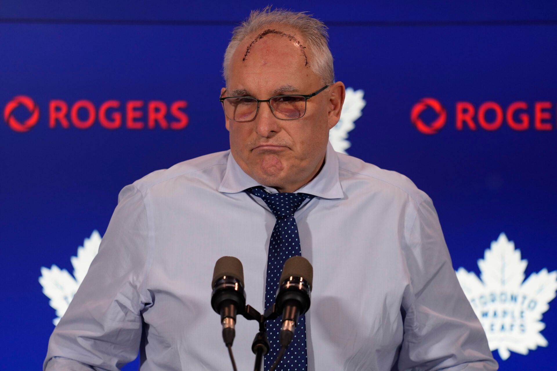 Toronto Maple Leafs head coach Craig Berube during the post game press conference following a loss to the Colorado Avalanche at Scotiabank Arena.