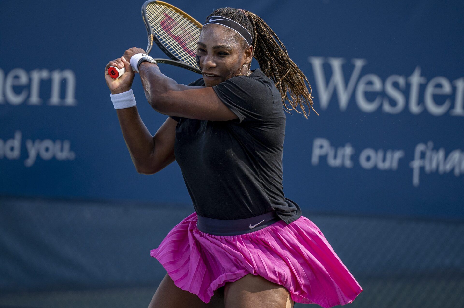WTA legend Serena Williams returns to court and reveals admirable glimpses from her practice session along with daughters Adira and Olympia.
