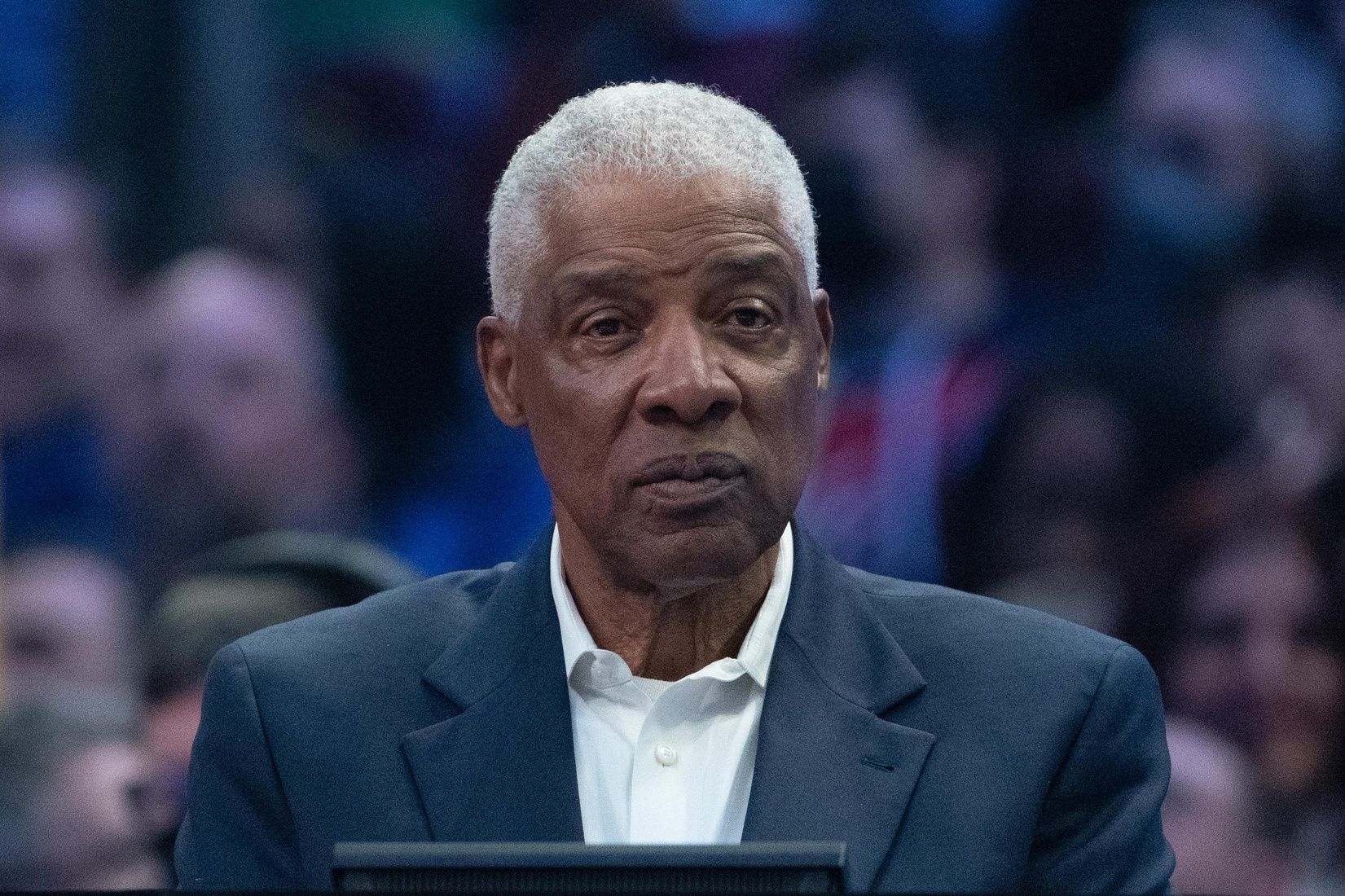 NBA great Julius Erving during the Slam Dunk Contest during the 2022 NBA All-Star Saturday Night at Rocket Mortgage Field House.