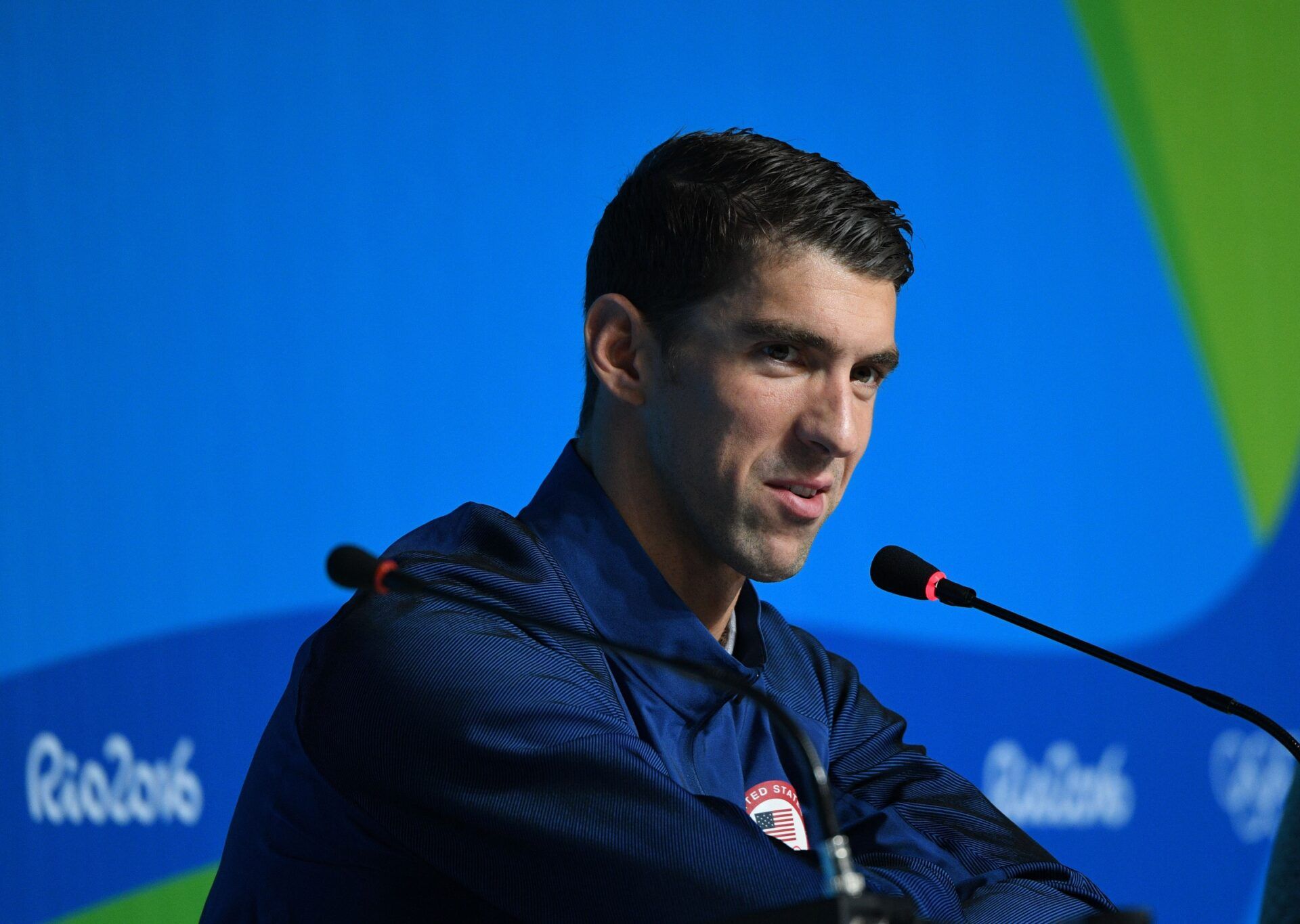 Olympic swimmer Michael Phelps (USA) speaks during a press conference in MPC Samba at the Rio 2016 Summer Olympic Games.