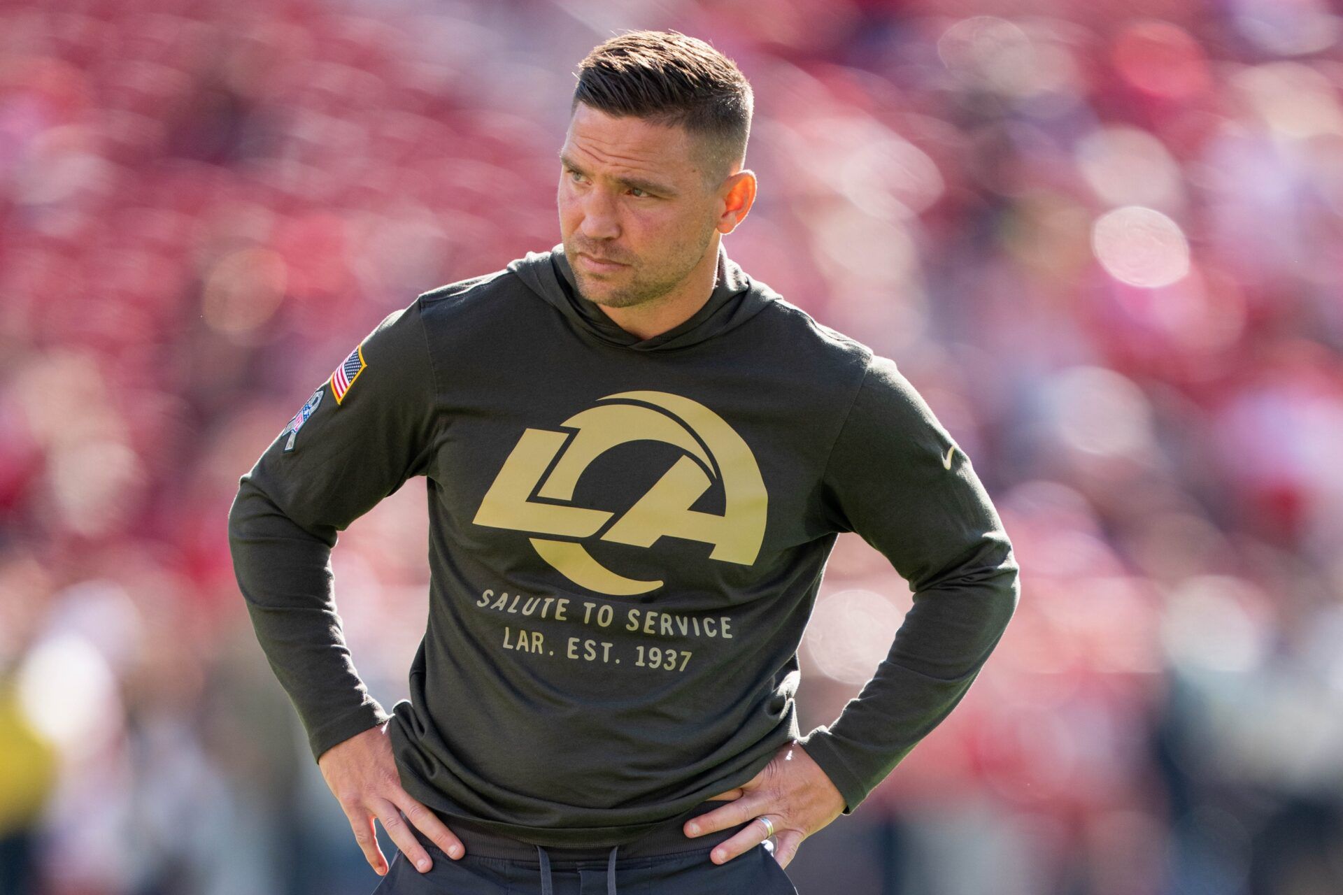 Los Angeles Rams defensive coordinator Chris Shula before the game against the San Francisco 49ers at Levi's Stadium.