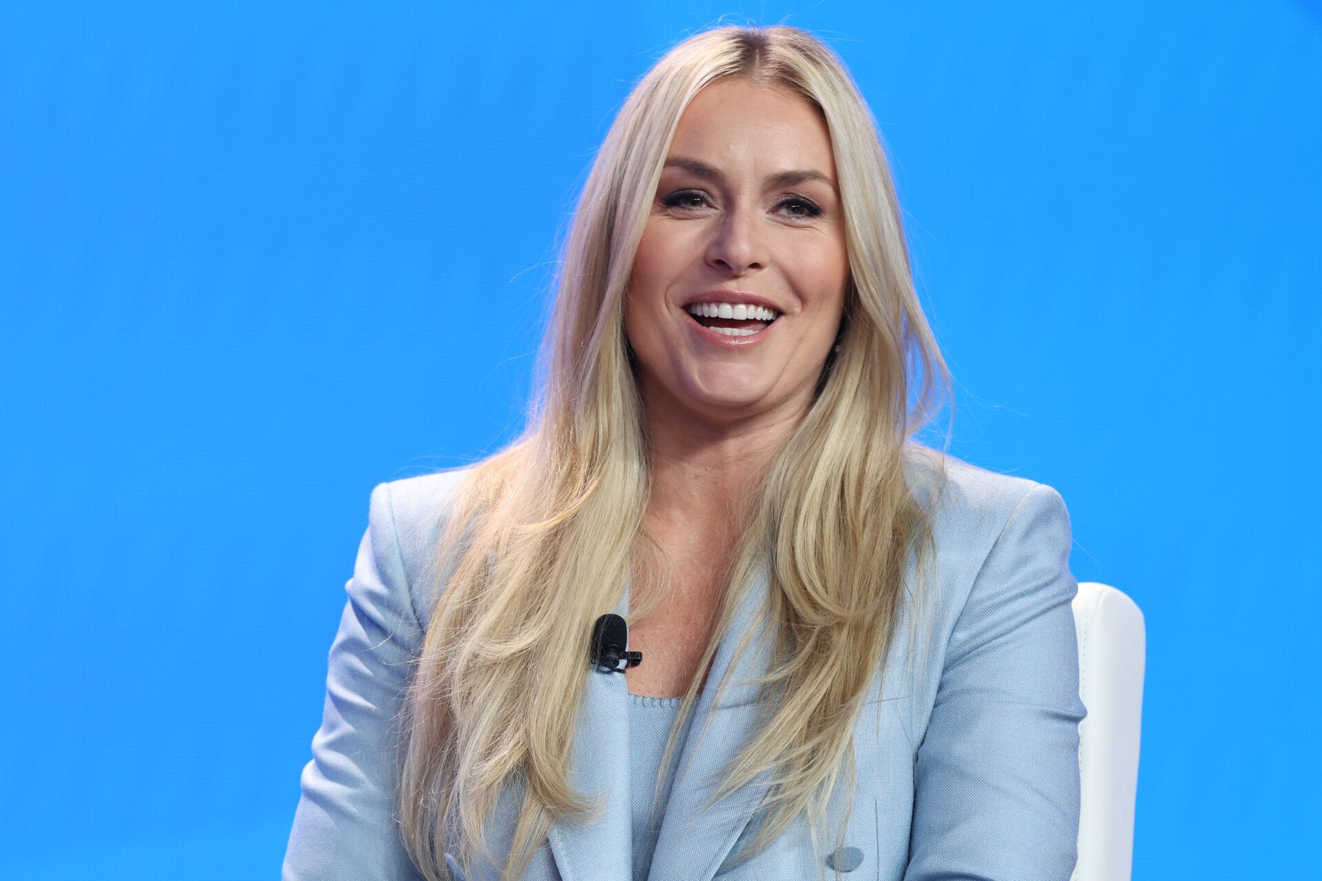 Olympic athlete Lindsey Vonn, Alpine Skiing, speaks with media during the U.S. Olympic Team Media Summit in preparation for the 2026 Milan Olympic Winter Games at Javits Center.