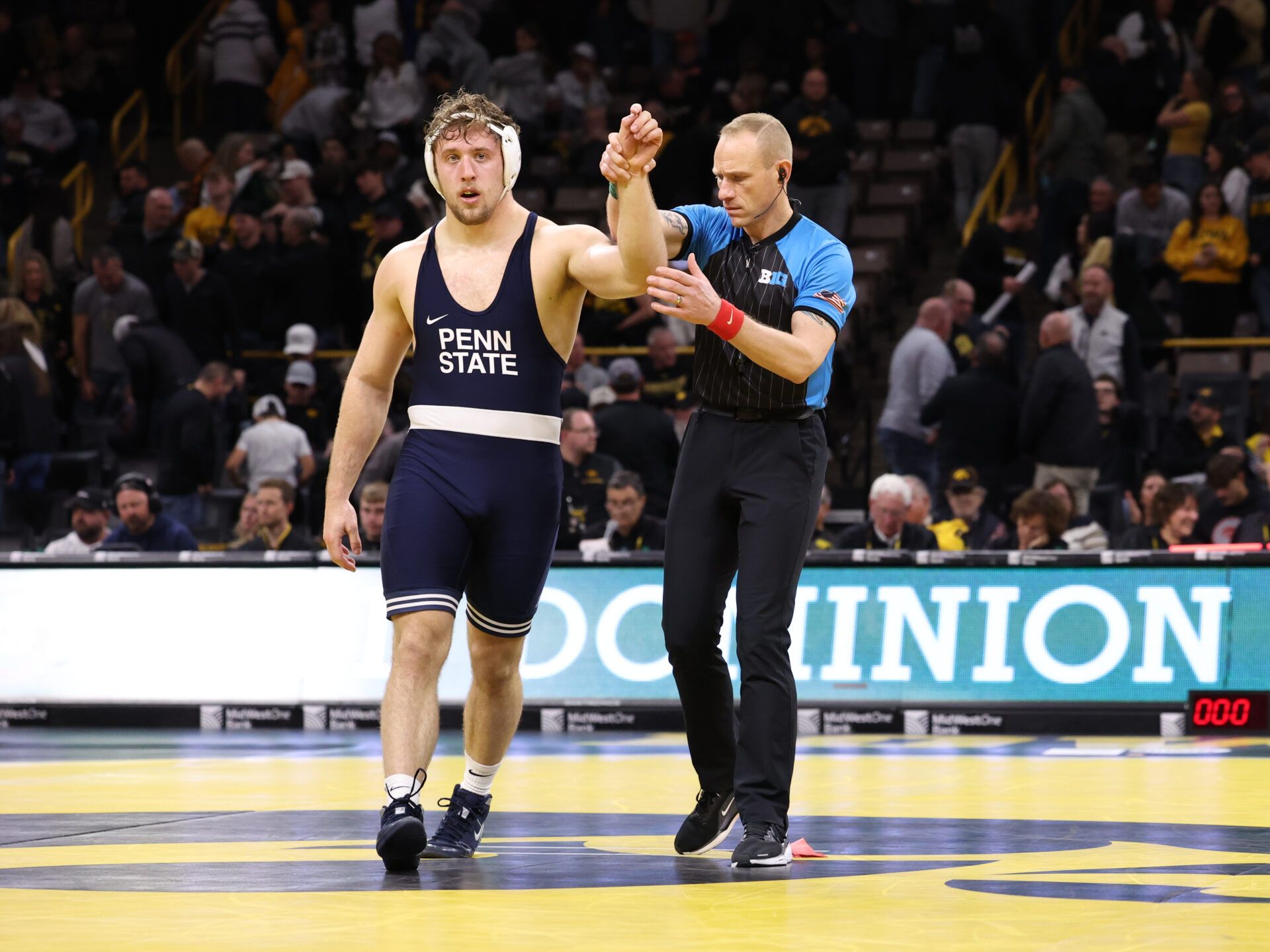 Penn State Wrestling's Josh Barr has hailed Cael Sanderson for inspiring the team with his work ethic. Credit: Reese Strickland-Imagn Images
