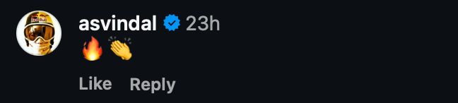 Lindsey Vonn's coach Aksel Lund Svindal's comment under Giovanni Franzoni's post (via IG)