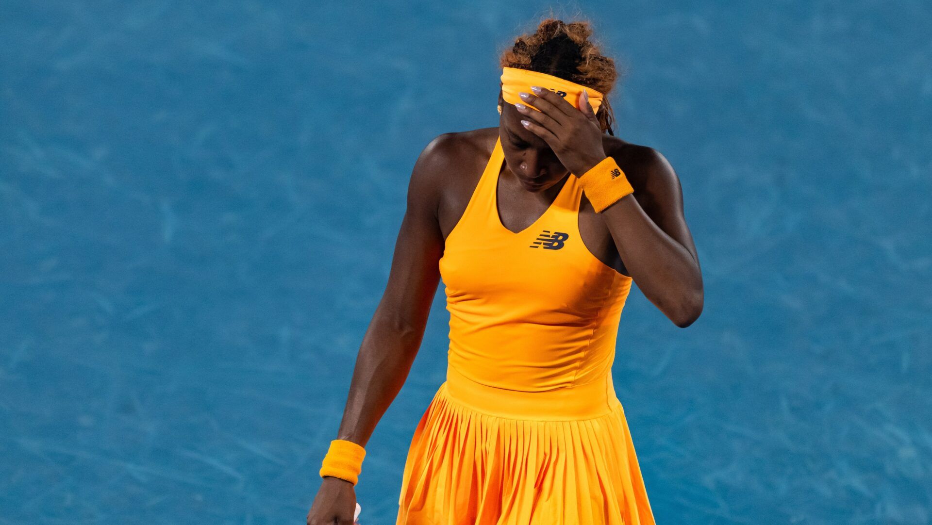Coco Gauff of United States in action against Elina Svitolina of Ukraine in the quarterfinals of the women’s singles at the Australian Open at Rod Laver Arena in Melbourne Park.