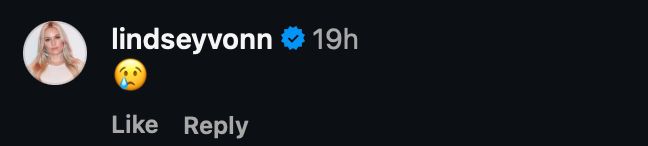 Lindsey Vonn's comment under Justin Murisier's post on Instagram