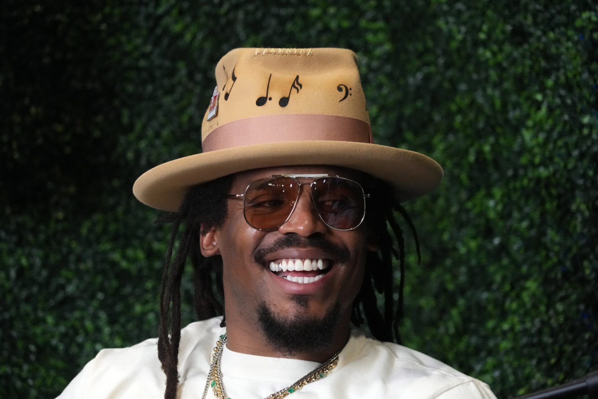 Cam Newton on Radio Row at the Super Bowl LIX media center.