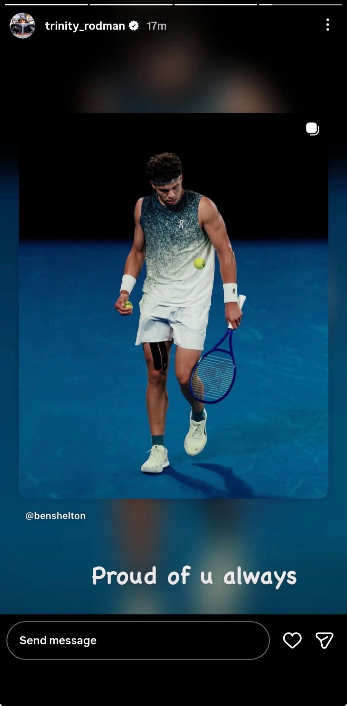 Ben Shelton's girlfriend Trinity Rodman on Instagram