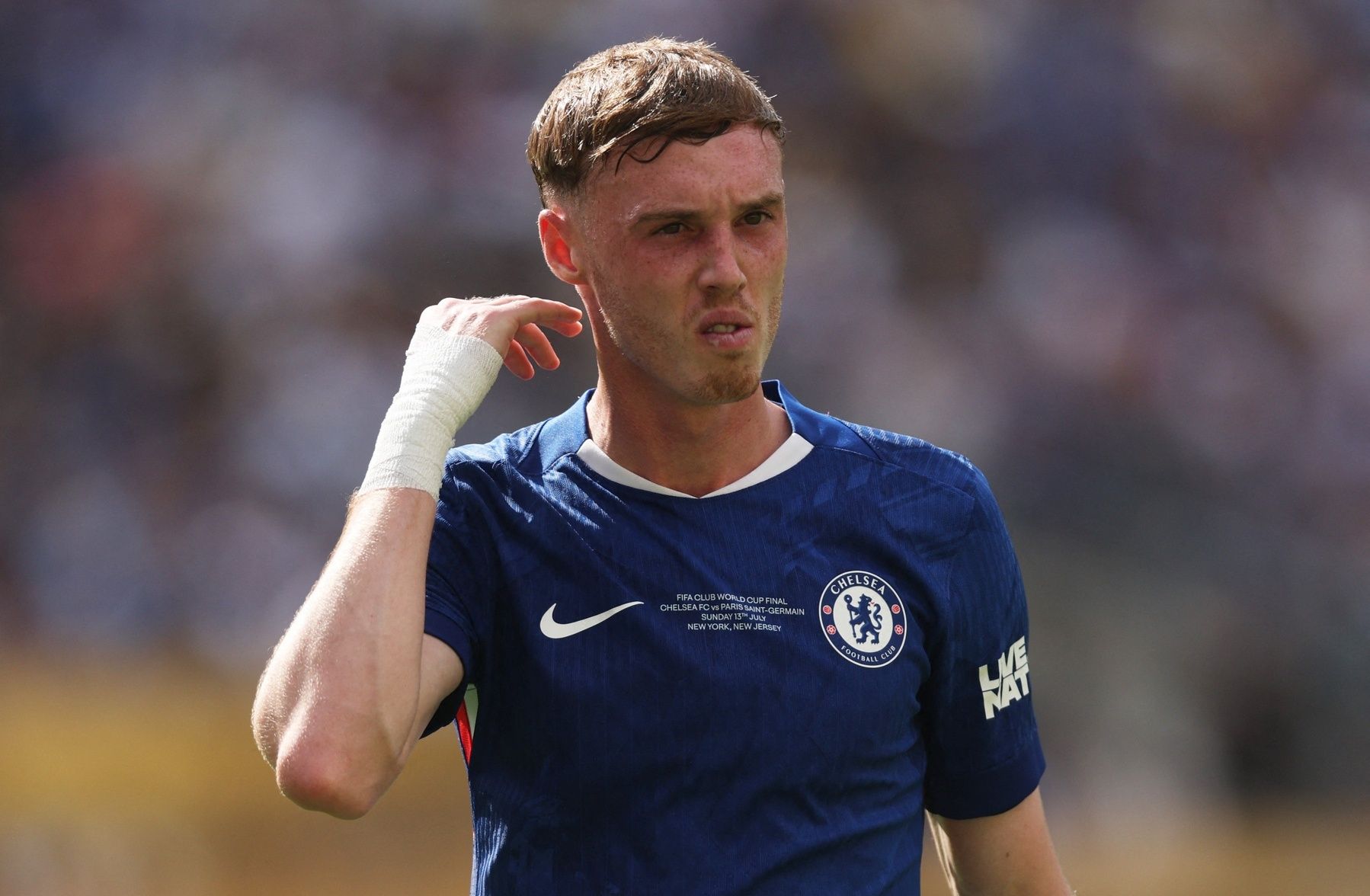 [Subscription Customers Only] Jul 13, 2025; East Rutherford, New Jersey, USA; Chelsea FC midfielder Cole Palmer (10) during the final of the 2025 FIFA Club World Cup at MetLife Stadium.