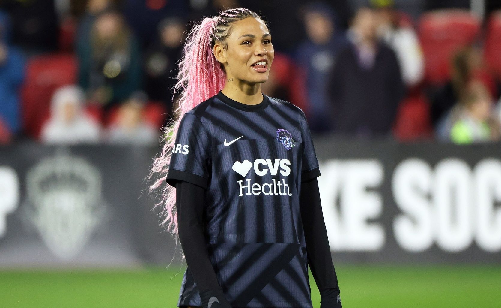 Washington Spirit forward Trinity Rodman (2) looks on during the second half against the Kansas City Current at Audi Field.