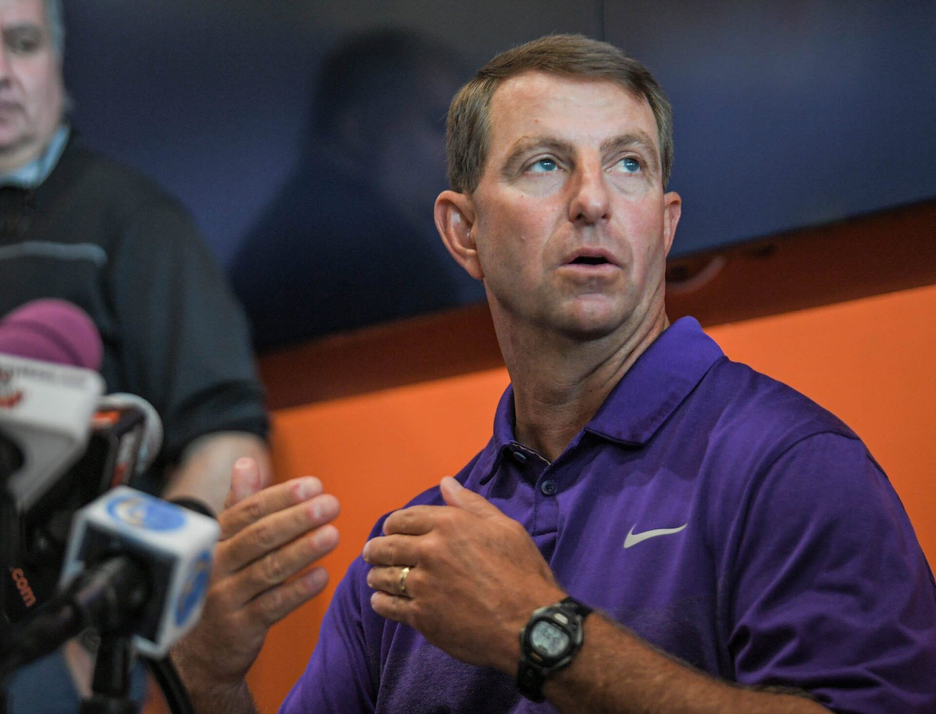 Clemson University Head Football Coach Dabo Swinney talks during the Clemson 2022 Media Day at the Reeves Football Complex in Clemson Tuesday, July 19, 2022.

Clemson 2022 Media Day