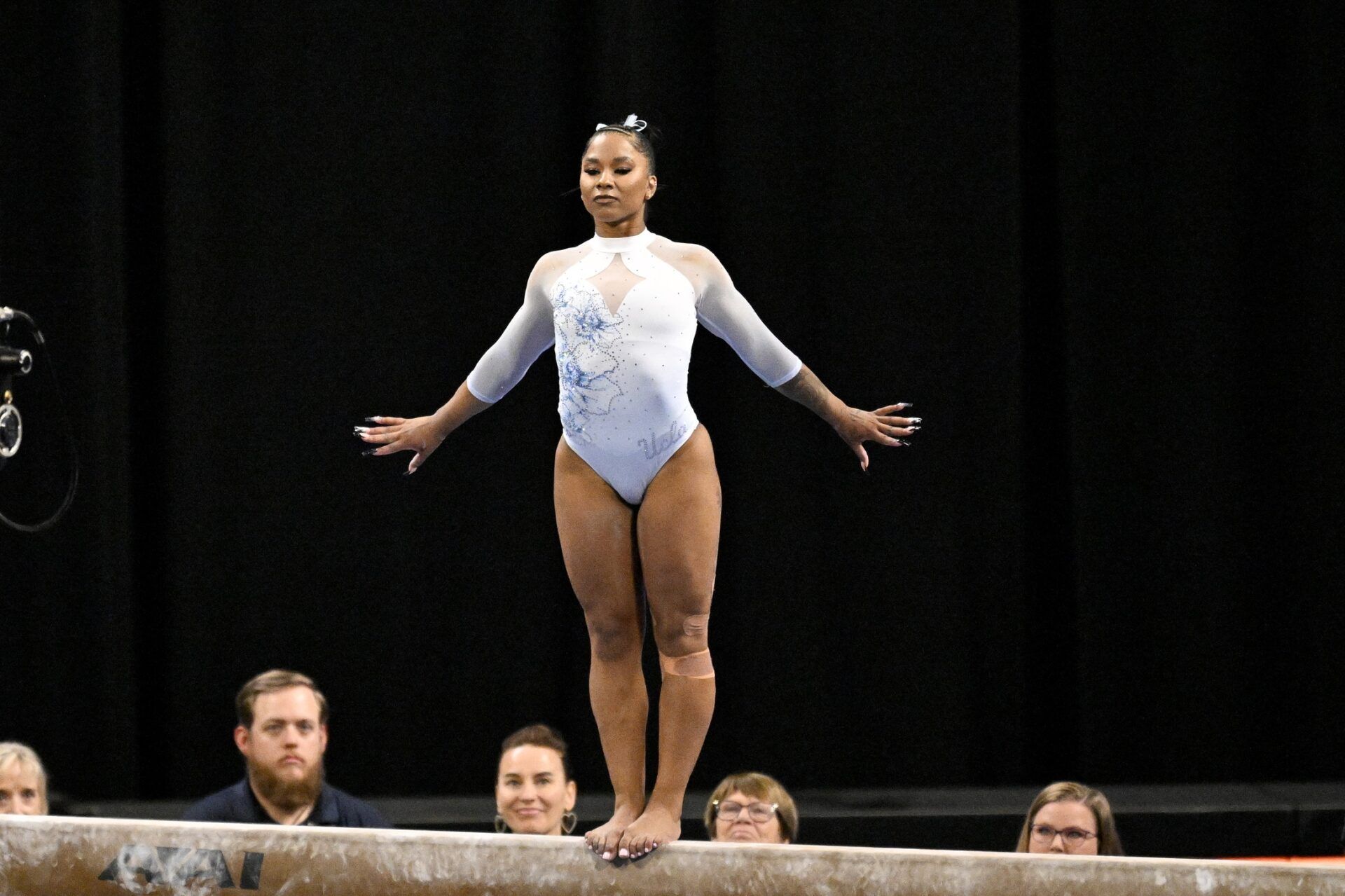 UCLA Bruins gymnast Jordan Chiles performs on beam during the 2025 Women's National Gymnastics Championship at Dickies Arena.
