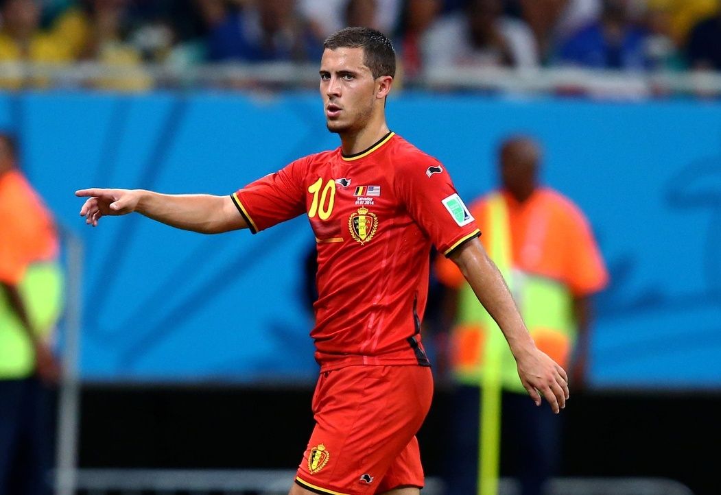 Belgium midfielder Eden Hazard (10) against USA during the round of sixteen match in the 2014 World Cup at Arena Fonte Nova. Belgium defeated USA 2-1 in overtime.