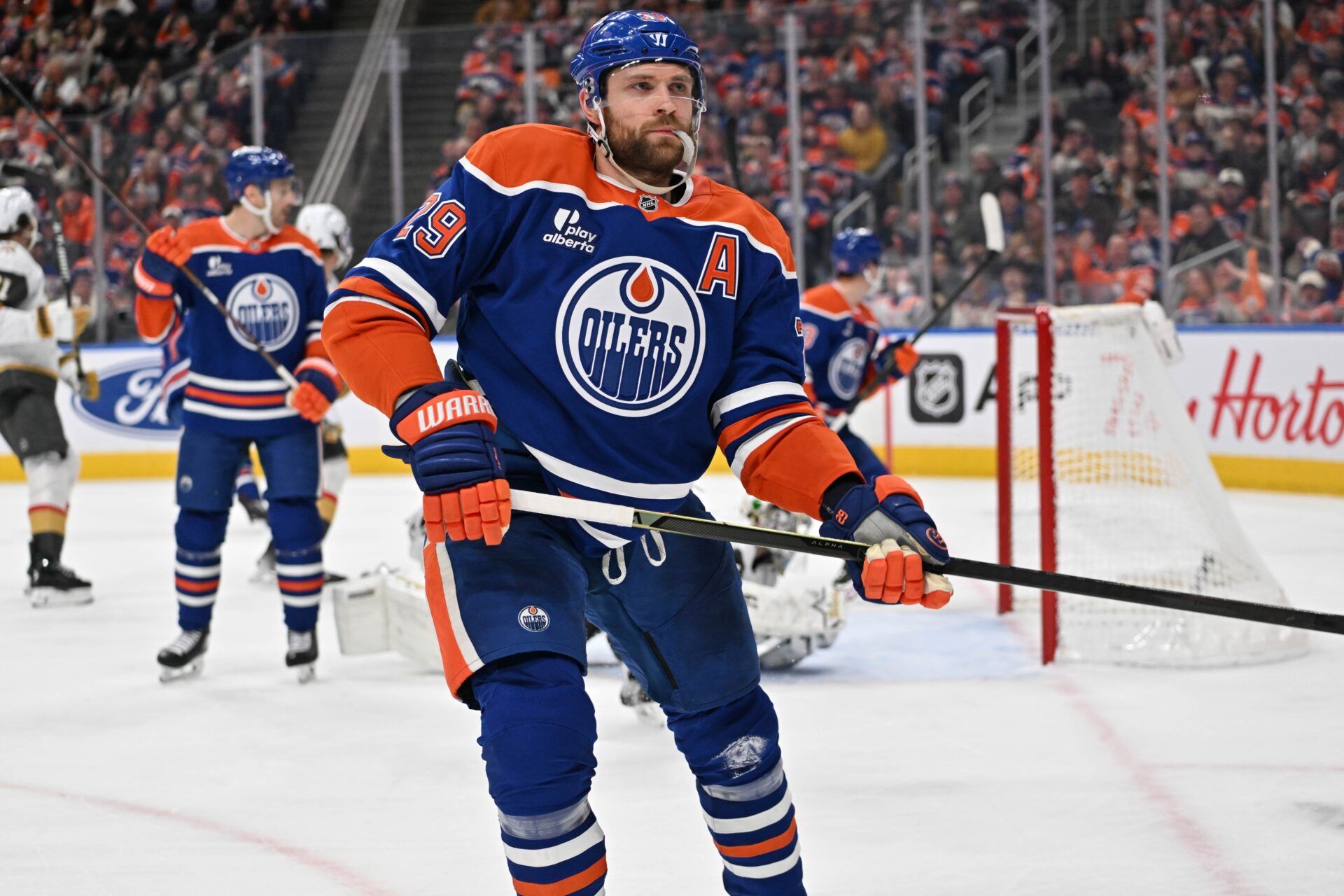 Edmonton Oilers center Leon Draisaitl (29) is seen out on the ice as the Edmonton Oilers take on the Vegas Golden Knights during the third period at Rogers Place.