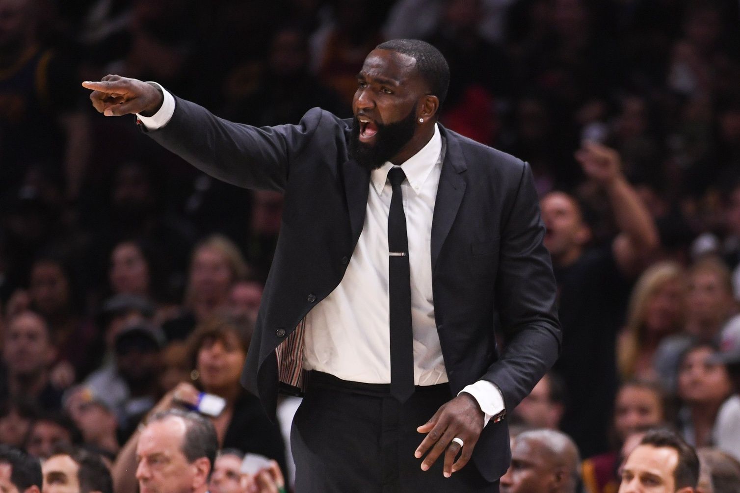 Cleveland Cavaliers center Kendrick Perkins (21) during the second quarter in game four of the 2018 NBA Finals against the Golden State Warriors at Quicken Loans Arena. The Warriors defeated the Cavaliers 108-85 to complete a four-game sweep.