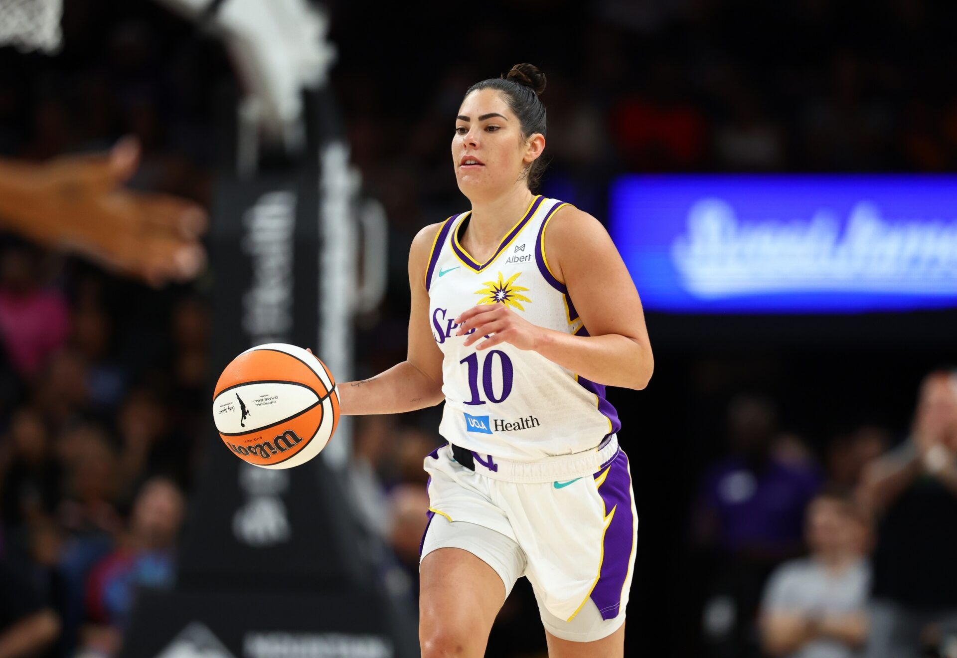 Los Angeles Sparks guard Kelsey Plum (10) against the Phoenix Mercury during a WNBA game at PHX Arena.