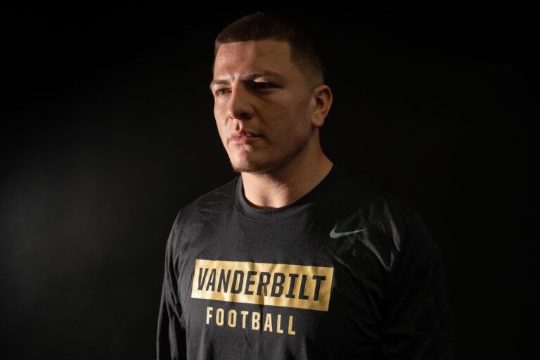 Diego Pavia stands for a portrait at McGugin Center in Nashville on Friday, Dec. 19, 2025.