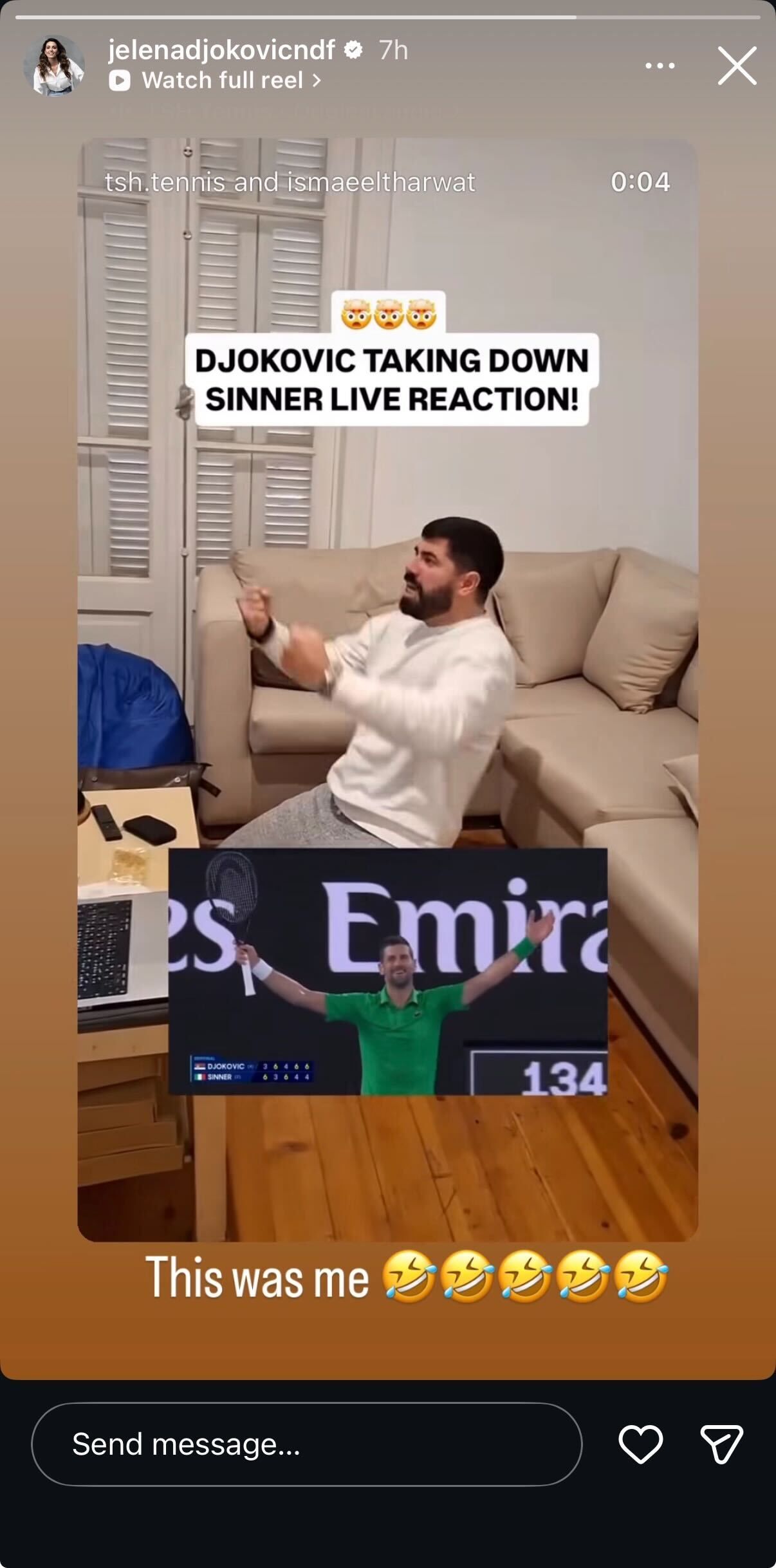 Novak Djokovic's wife on Instagram