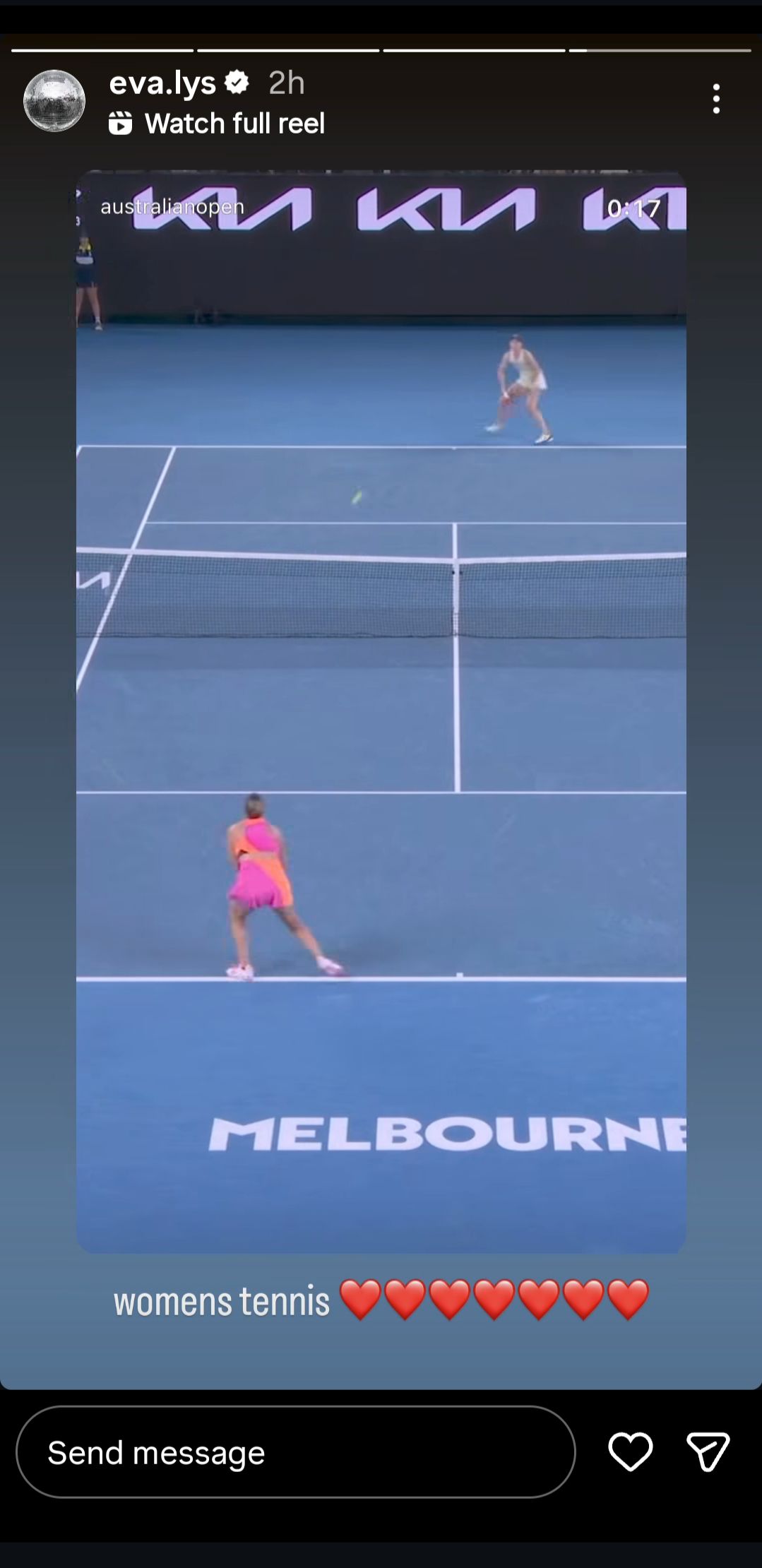 Screen grab of Eva Lys' Instagram story