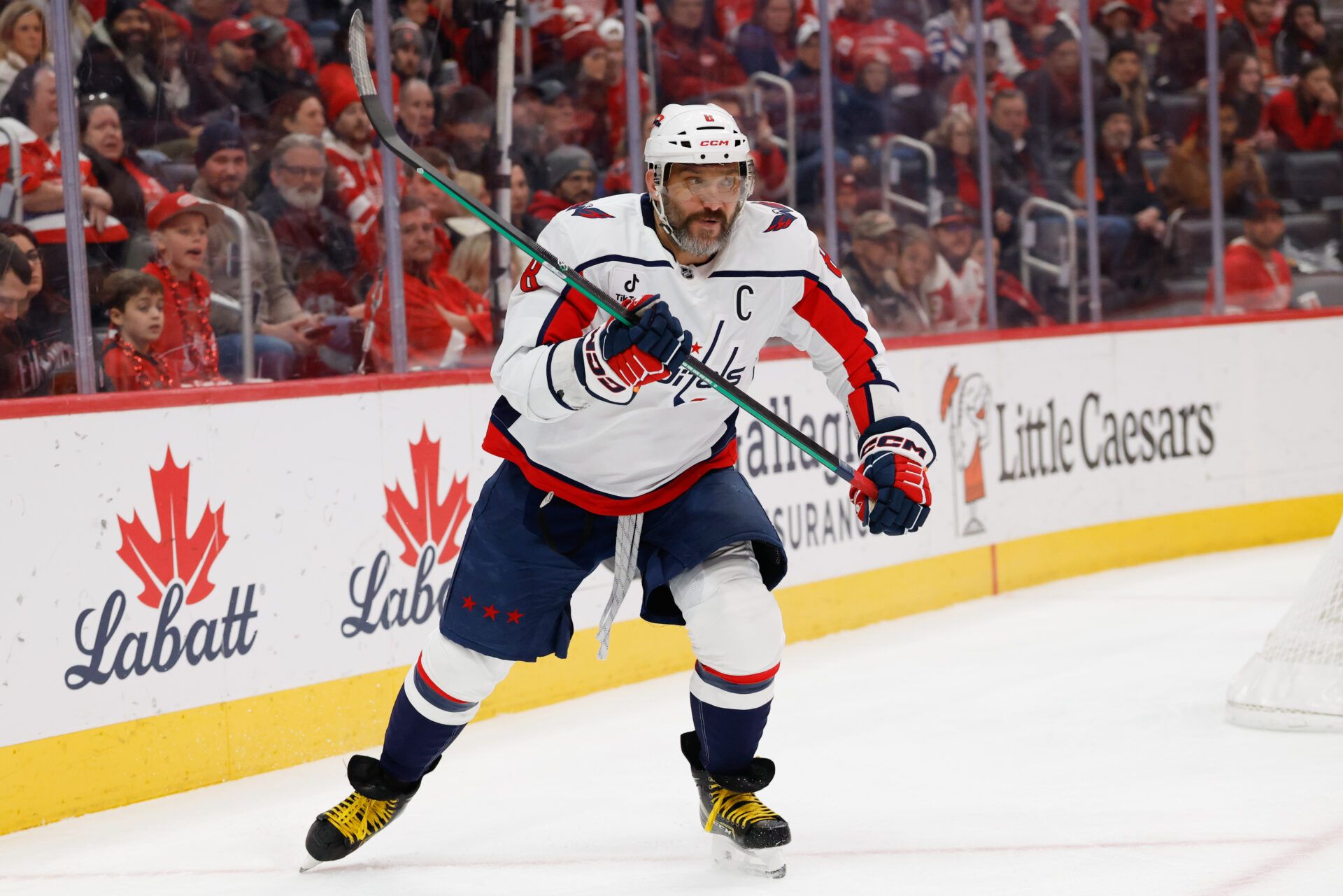 Washington Capitals left wing Alex Ovechkin (8) at Little Caesars Arena.