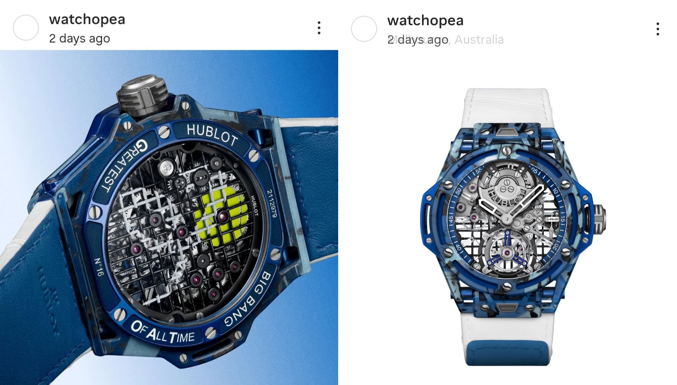 Screen grab of Novak Djokovic's Hublot Big Bang Tourbillon watch