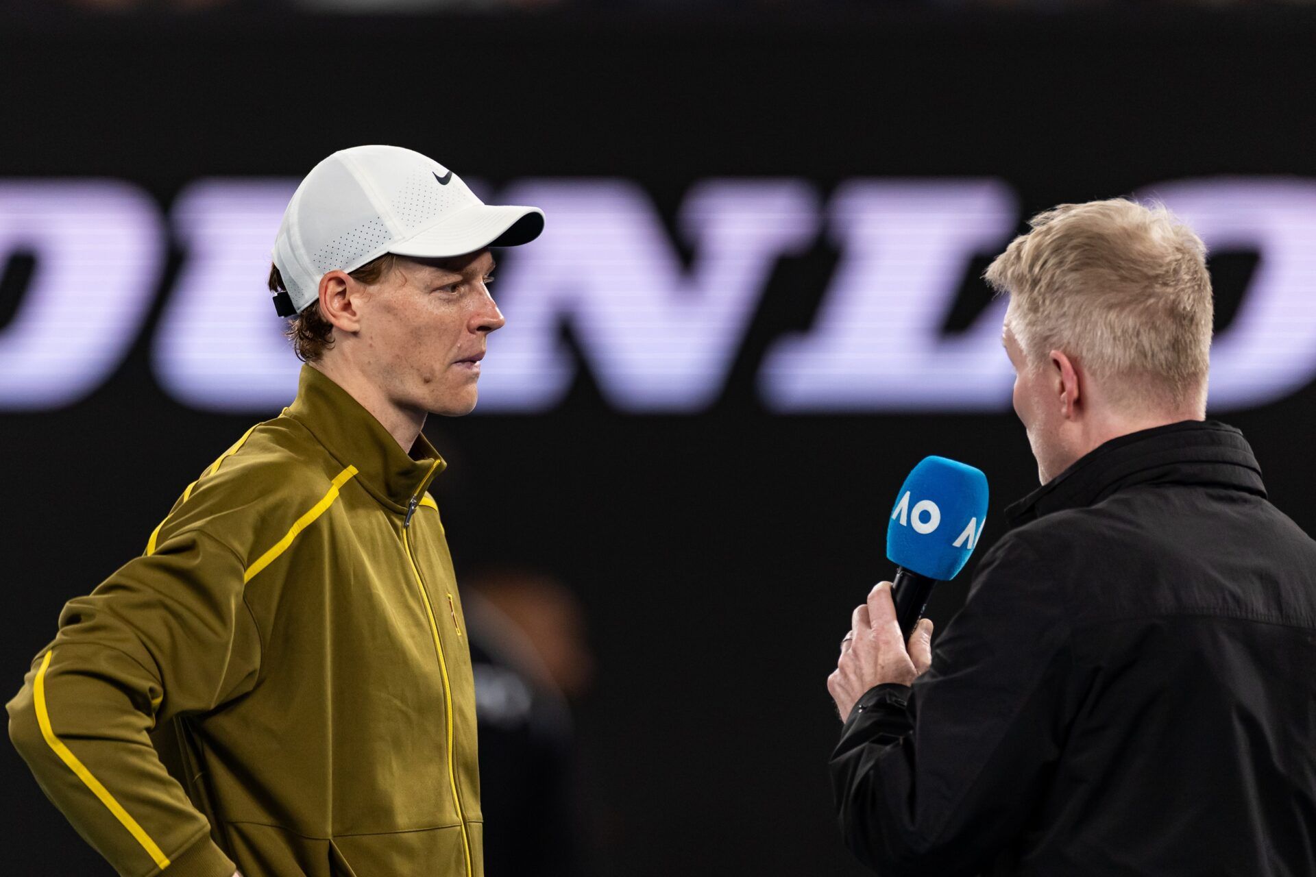 Jannik Sinner of Italy after his match against Ben Shelton of United States in the quarterfinals of the mens singles at the Australian Open at Rod Laver Arena in Melbourne Park.