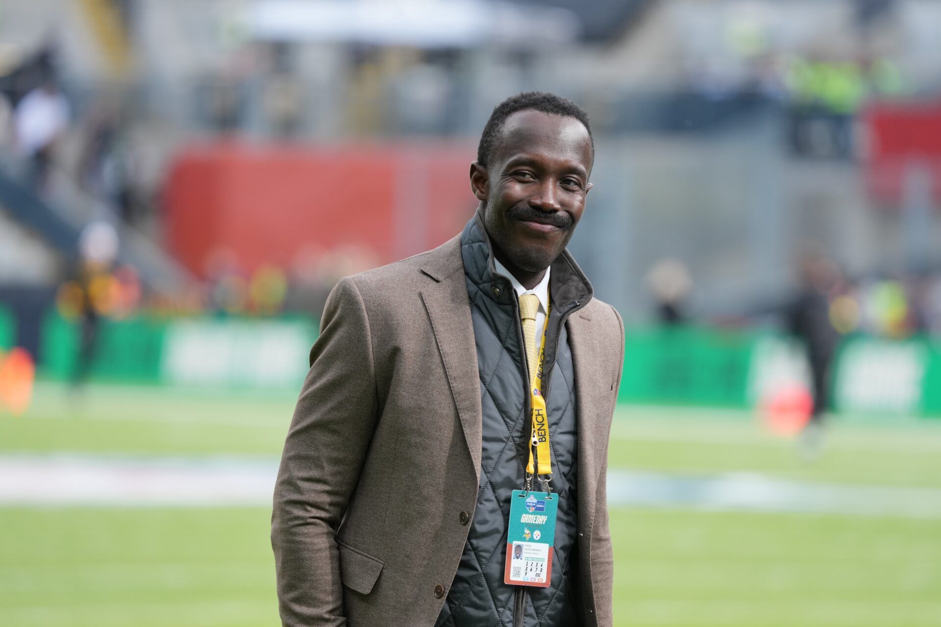 Minnesota Vikings general manager Kwesi Adofo-Mensah watches during an NFL International Series game against the Pittsburgh Steelers at Croke Park.