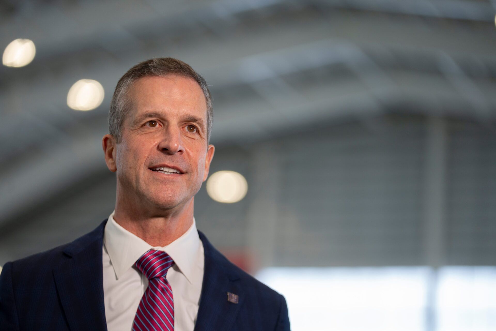 New Giants Head Coach John Harbaugh speaks with members of the media during a press conference welcoming Harbaugh at the Quest Diagnostics Training Center in East Rutherford on Tuesday, Jan. 20, 2025.