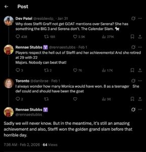 Stubbs' comments on Monica Seles' career trajectory