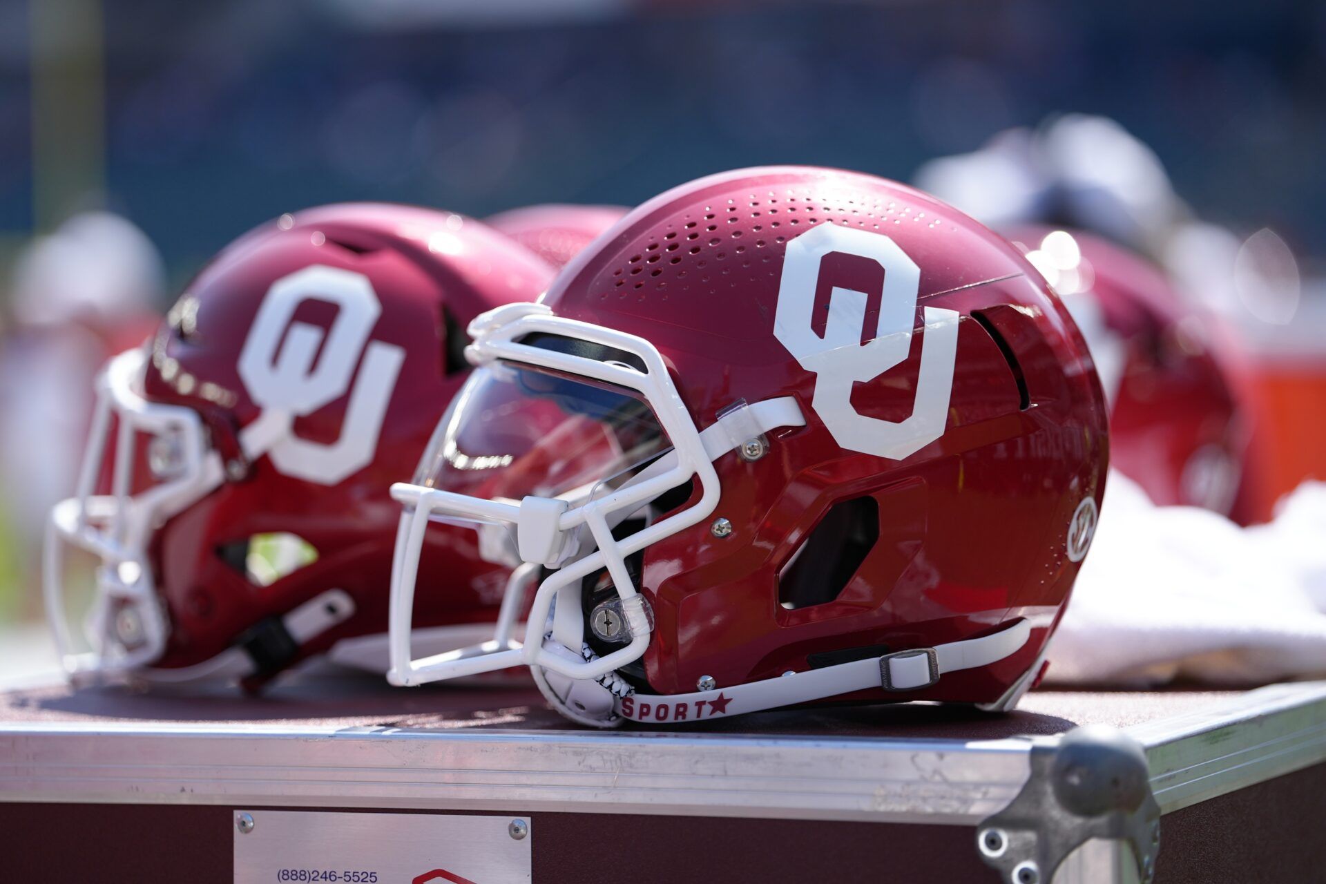 A view of an Oklahoma Sooners helmet during the game against the Temple Owls at Lincoln Financial Field.