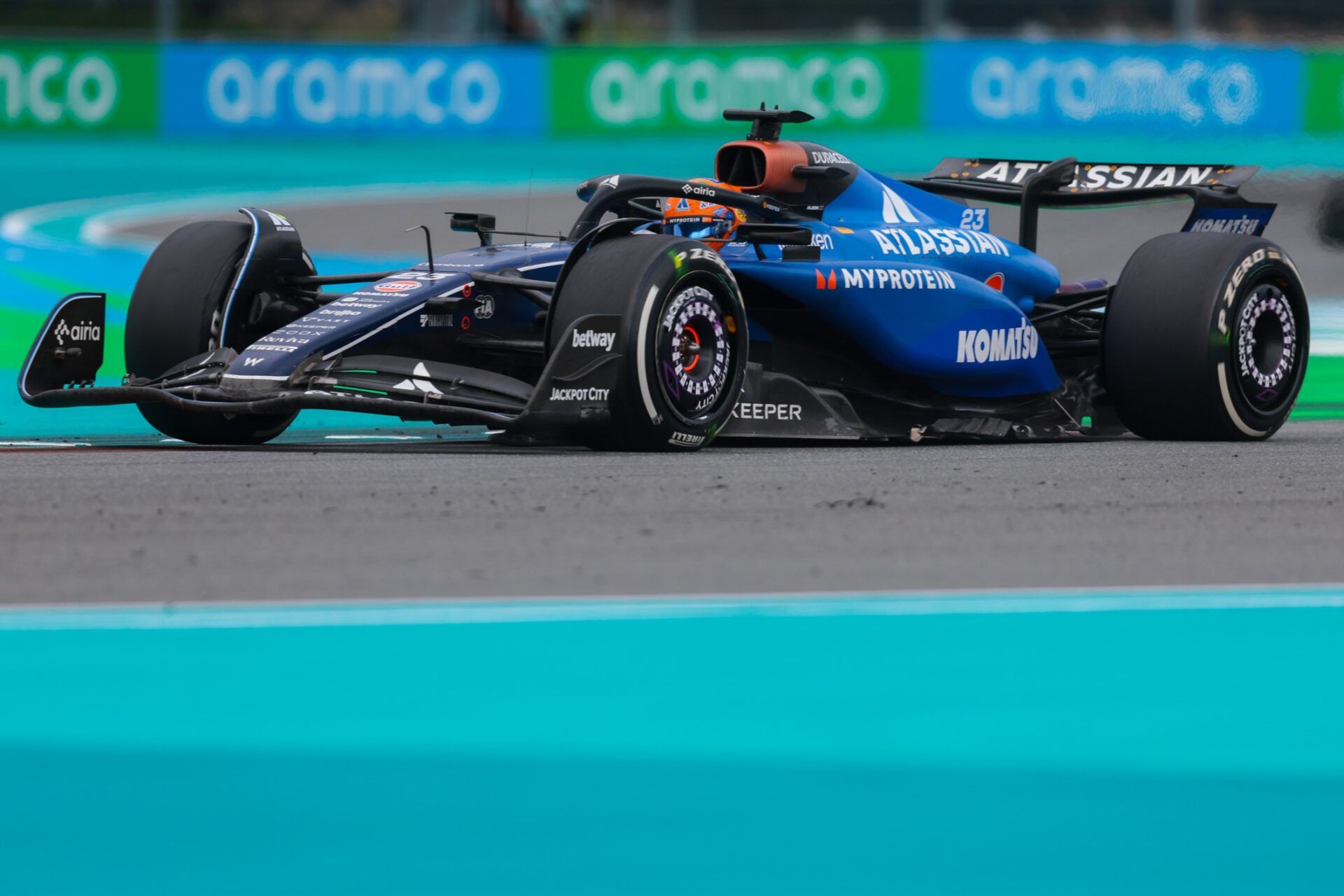 Williams driver Alex Albon (23) during the F1 Miami Grand Prix at Miami International Autodrome.