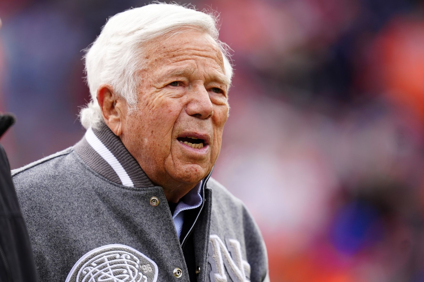 New England Patriots owner Robert Kraft before the 2026 AFC Championship Game at Empower Field at Mile High.