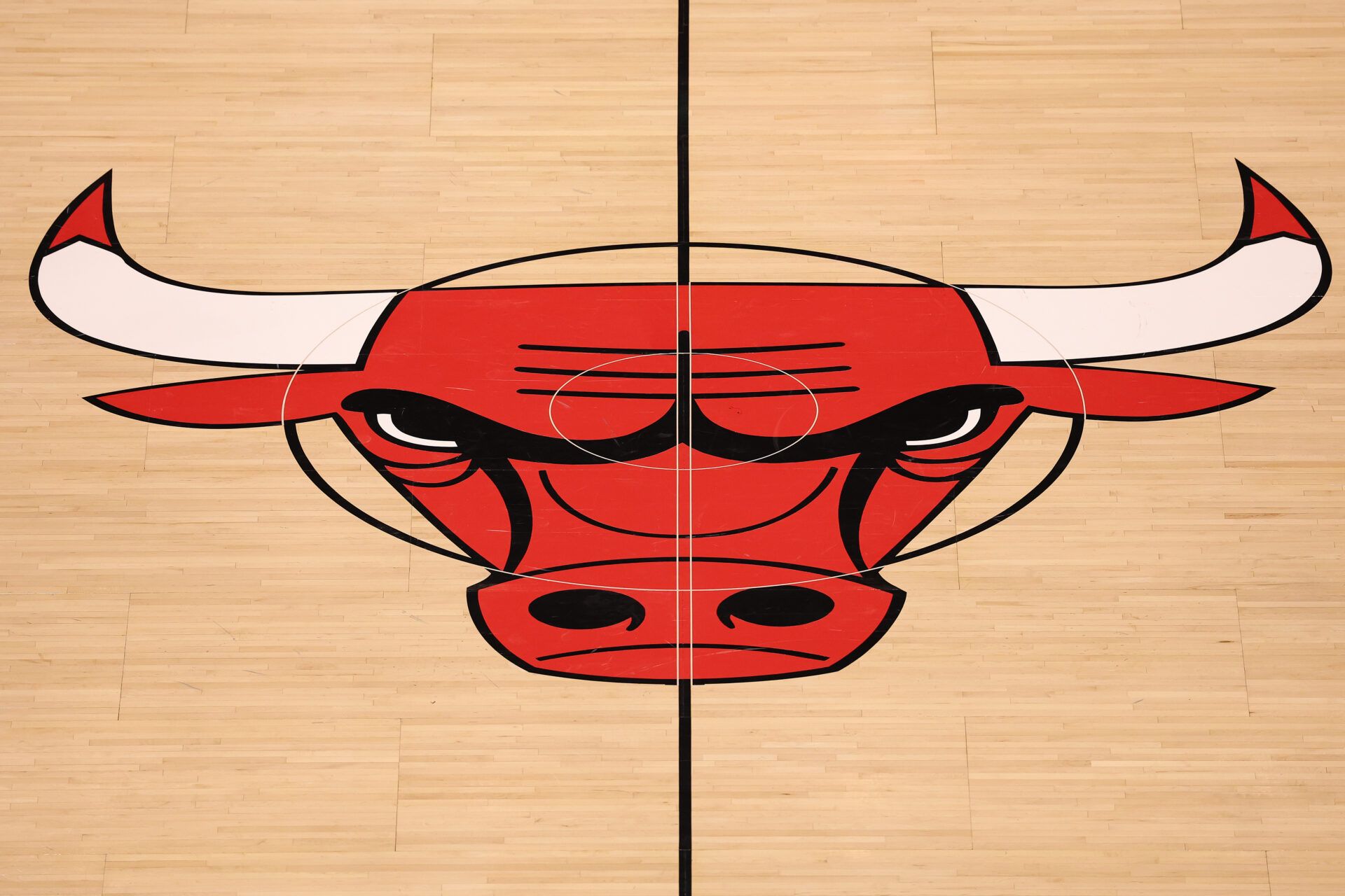 CHICAGO, ILLINOIS - OCTOBER 22: A general view of the center court logo prior to the game between the Chicago Bulls and the Detroit Pistons at the United Center on October 22, 2025 in Chicago, Illinois. NOTE TO USER: User expressly acknowledges and agrees that, by downloading and or using this photograph, User is consenting to the terms and conditions of the Getty Images License Agreement.  (Photo by Michael Reaves/Getty Images)