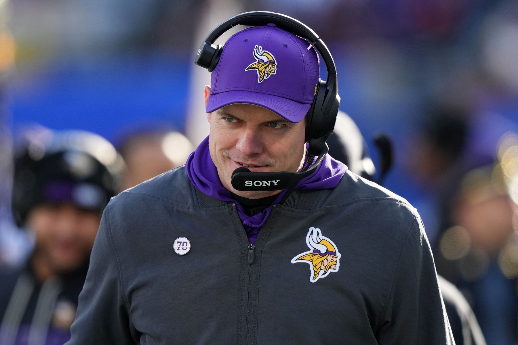 Minnesota Vikings head coach Kevin O'Connell during the first half at MetLife Stadium.